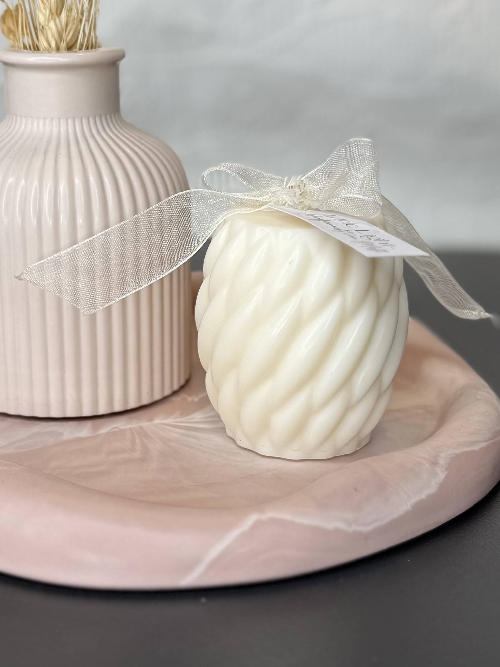 Dekotablett rund - Luna "rosé" mit Marble-Effekt