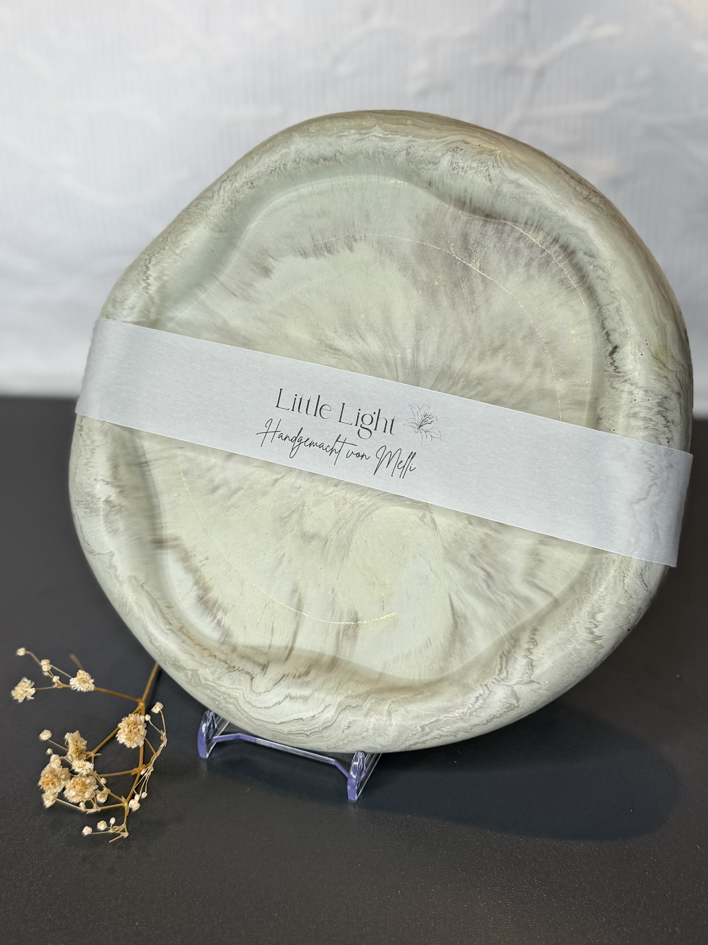 Dekotablett rund - Luna "Mintgrün" mit Marble-Effekt