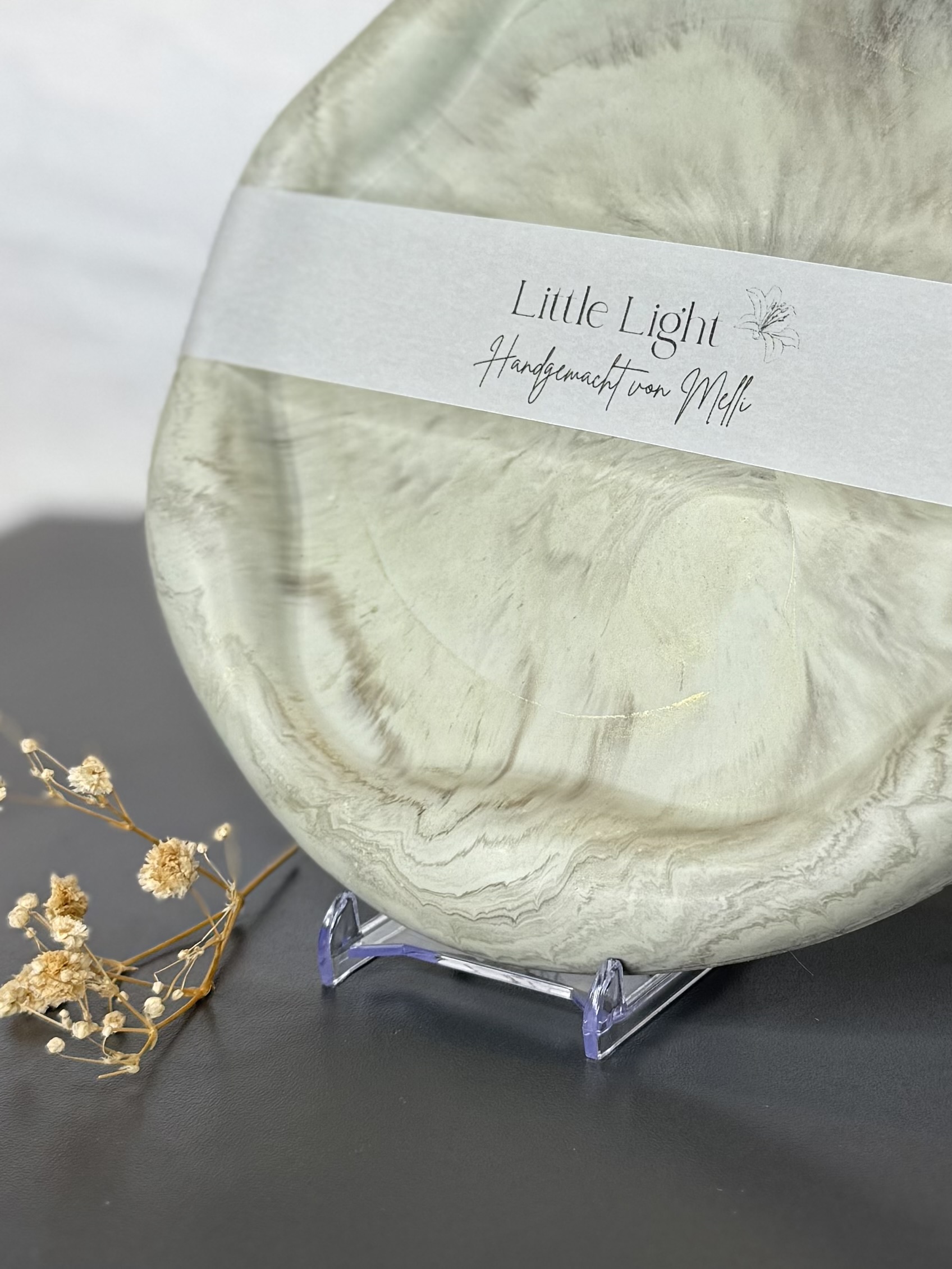 Dekotablett rund - Luna "Mintgrün" mit Marble-Effekt