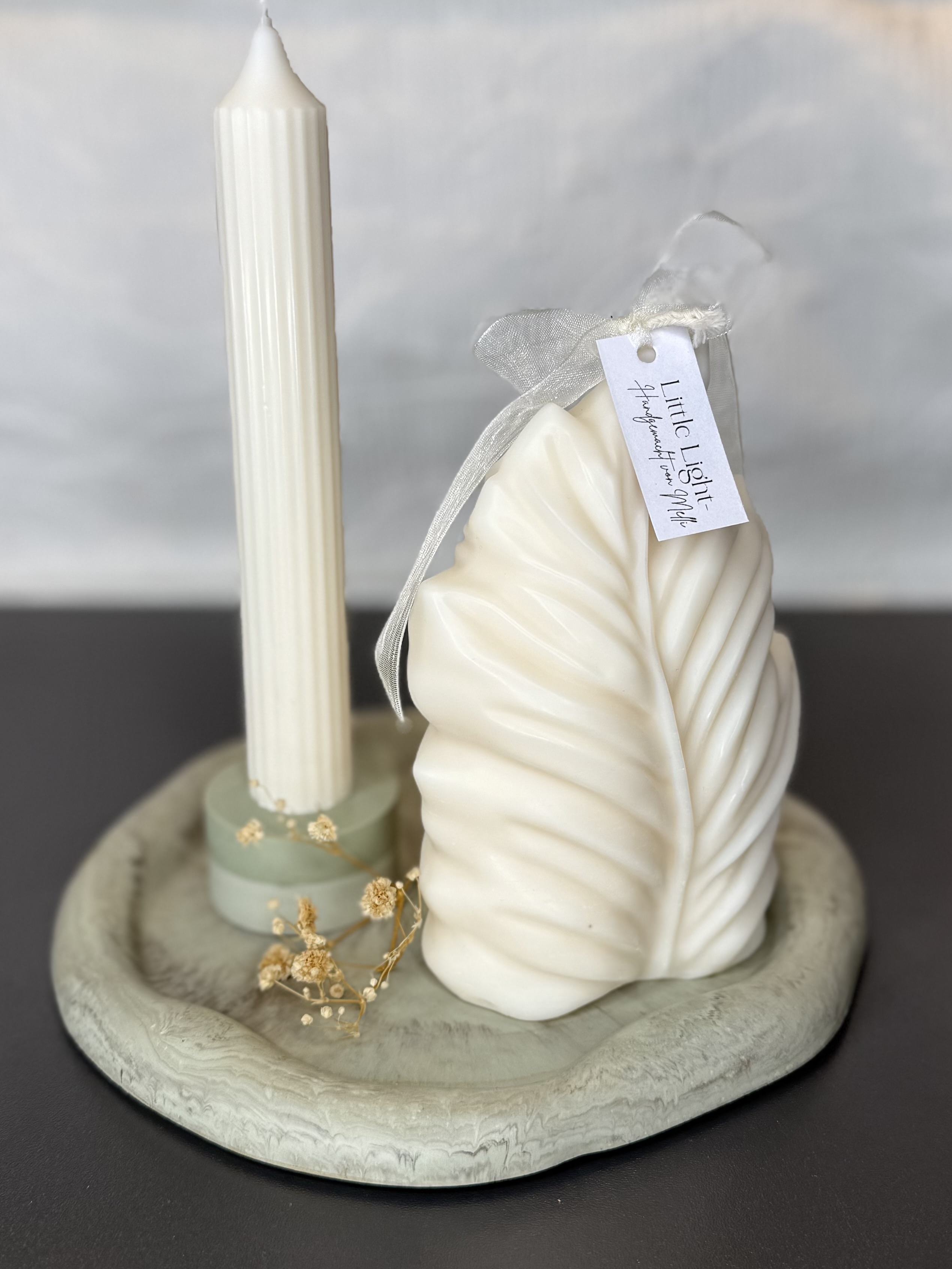 Dekotablett rund - Luna "Mintgrün" mit Marble-Effekt