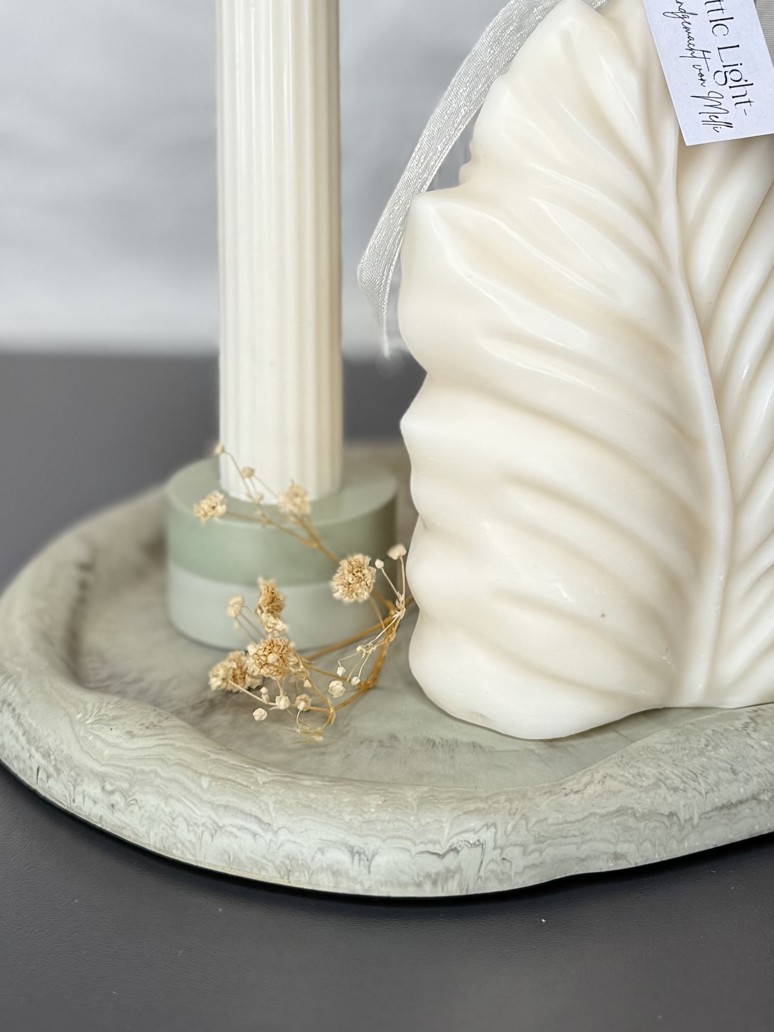 Dekotablett rund - Luna "Mintgrün" mit Marble-Effekt