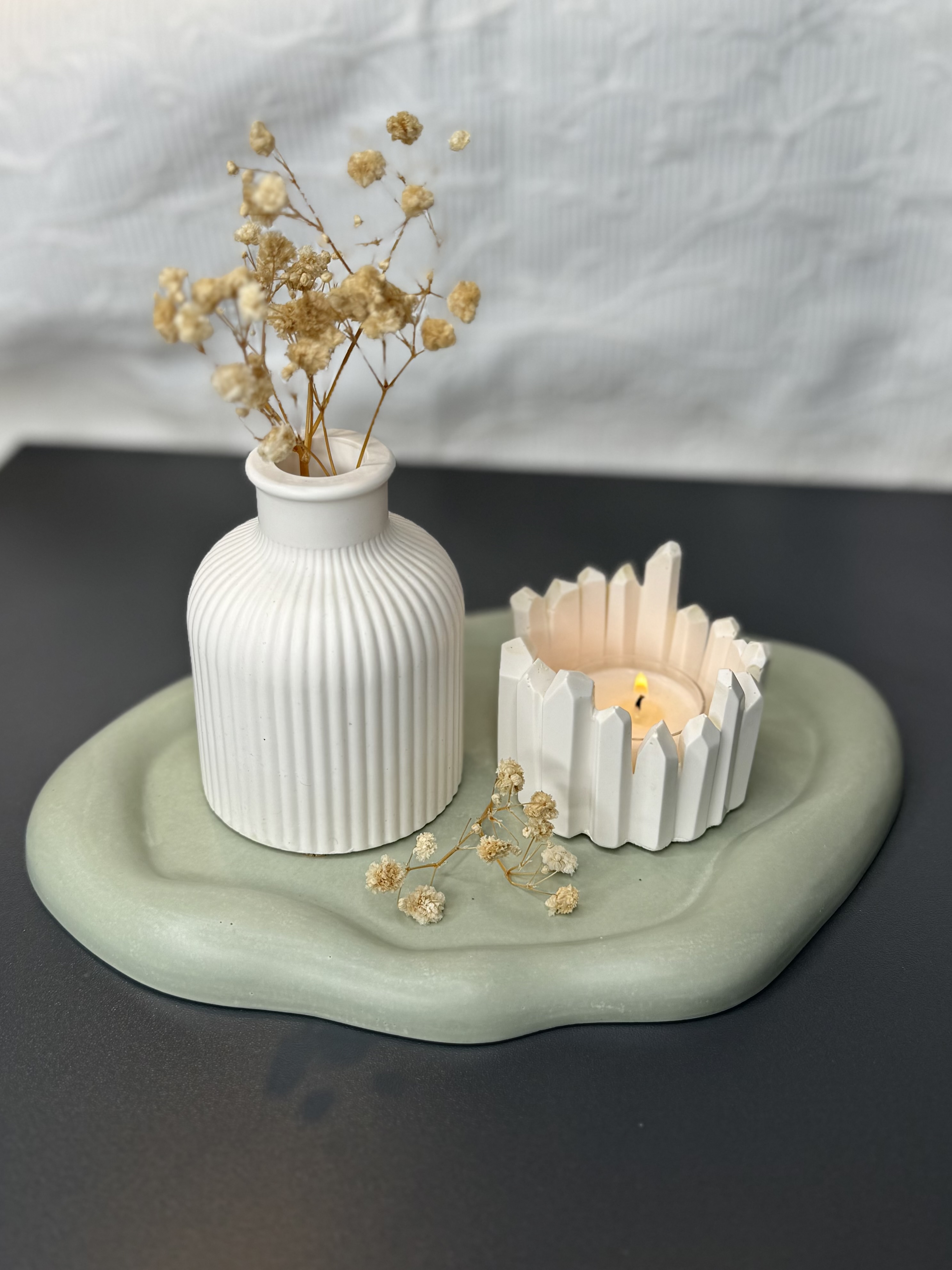 Maritimer Teelichthalter in Holzstäbchen-Optik 