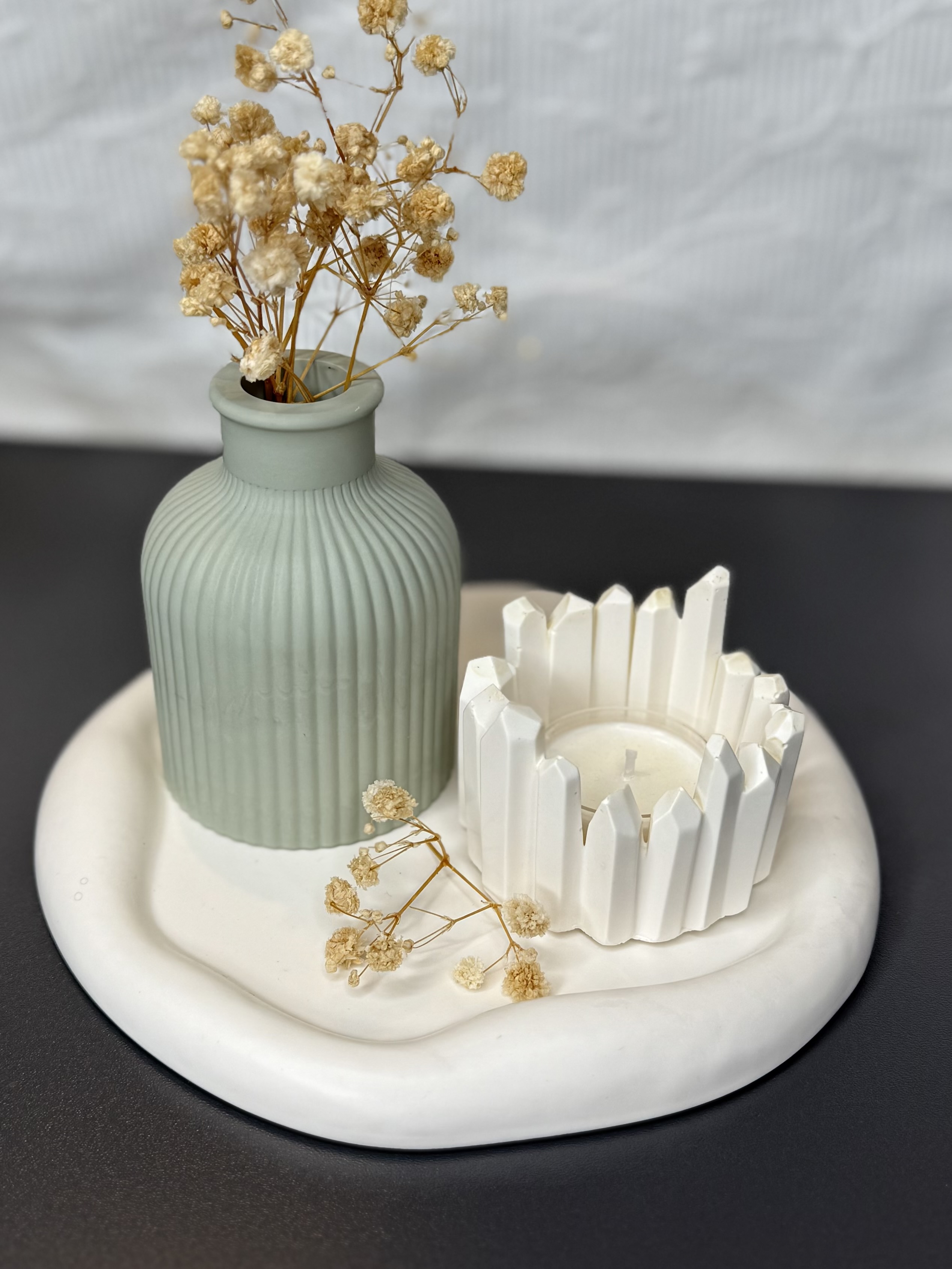 Maritimer Teelichthalter in Holzstäbchen-Optik 