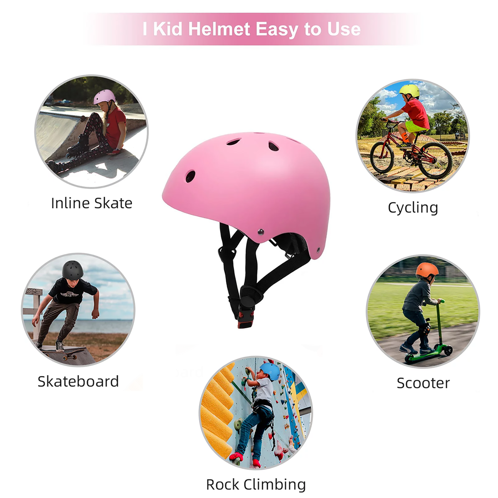 Kids Bike Helmet Toddler Helmet Ages 5+ Years Old Boys Girls Multi-Sport Helmet children Helmets Adjustable Cycling Multi-Sport Child's Helmet for Football Roller Skating Scooter