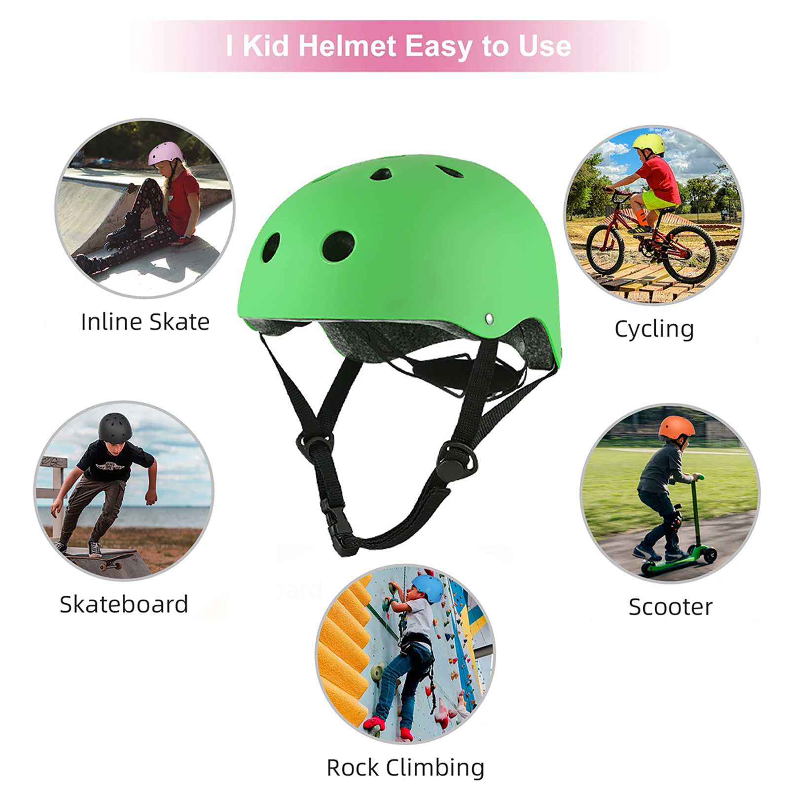 Kids Bike Helmet Toddler Helmet Ages 2-8 Years Old Boys Girls Multi-Sport Helmet children Helmets Adjustable Cycling Multi-Sport Child's Helmet for Football Roller Skating Scooter
