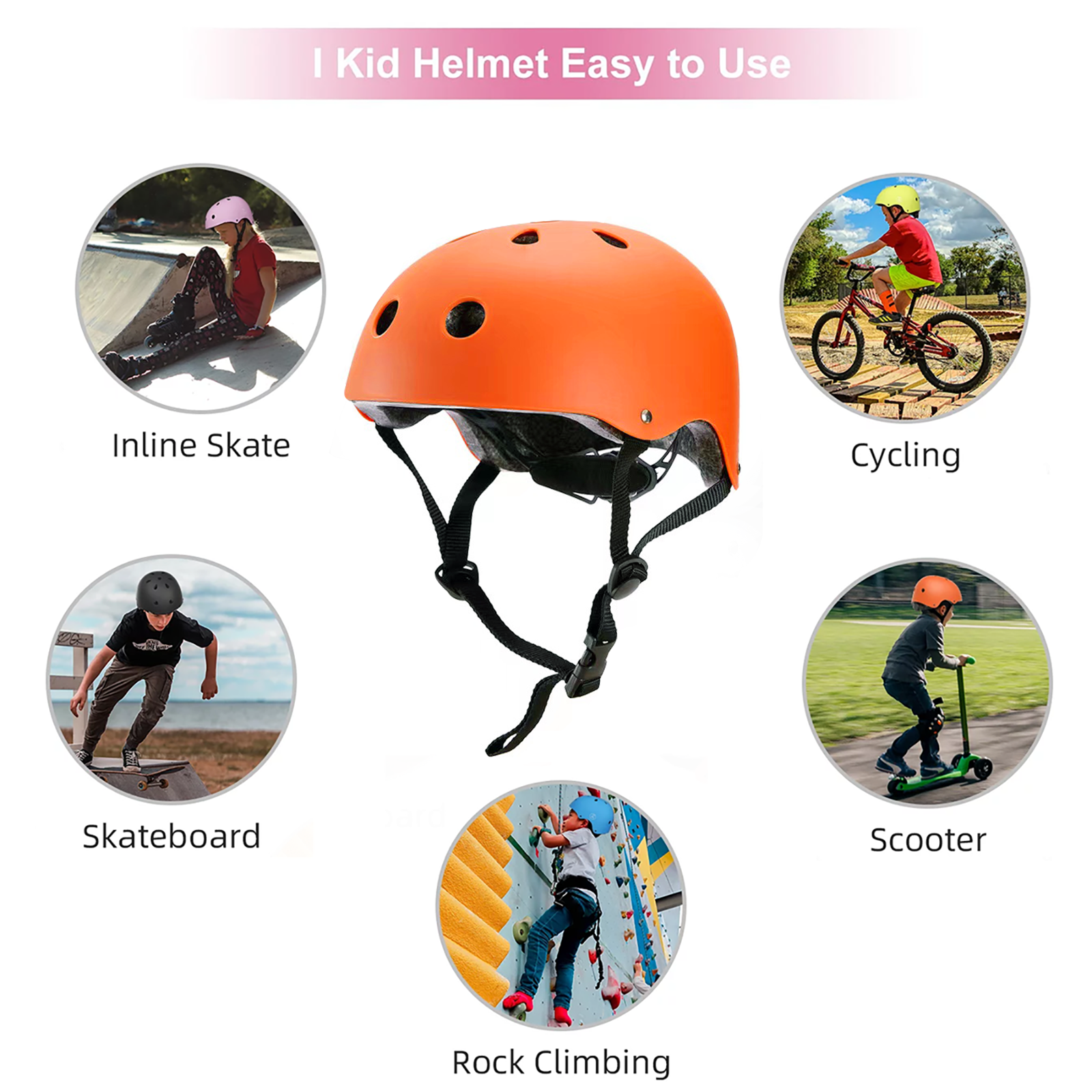 Kids Bike Helmet Toddler Helmet Ages 2-8 Years Old Boys Girls Multi-Sport Helmet children Helmets Adjustable Cycling Multi-Sport Child's Helmet for Football Roller Skating Scooter