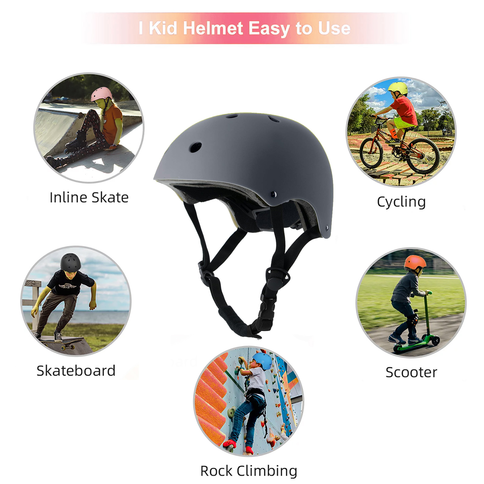 Kids Bike Helmet Toddler Helmet Ages 2-8 Years Old Boys Girls Multi-Sport Helmet children Helmets Adjustable Cycling Multi-Sport Child's Helmet for Football Roller Skating Scooter