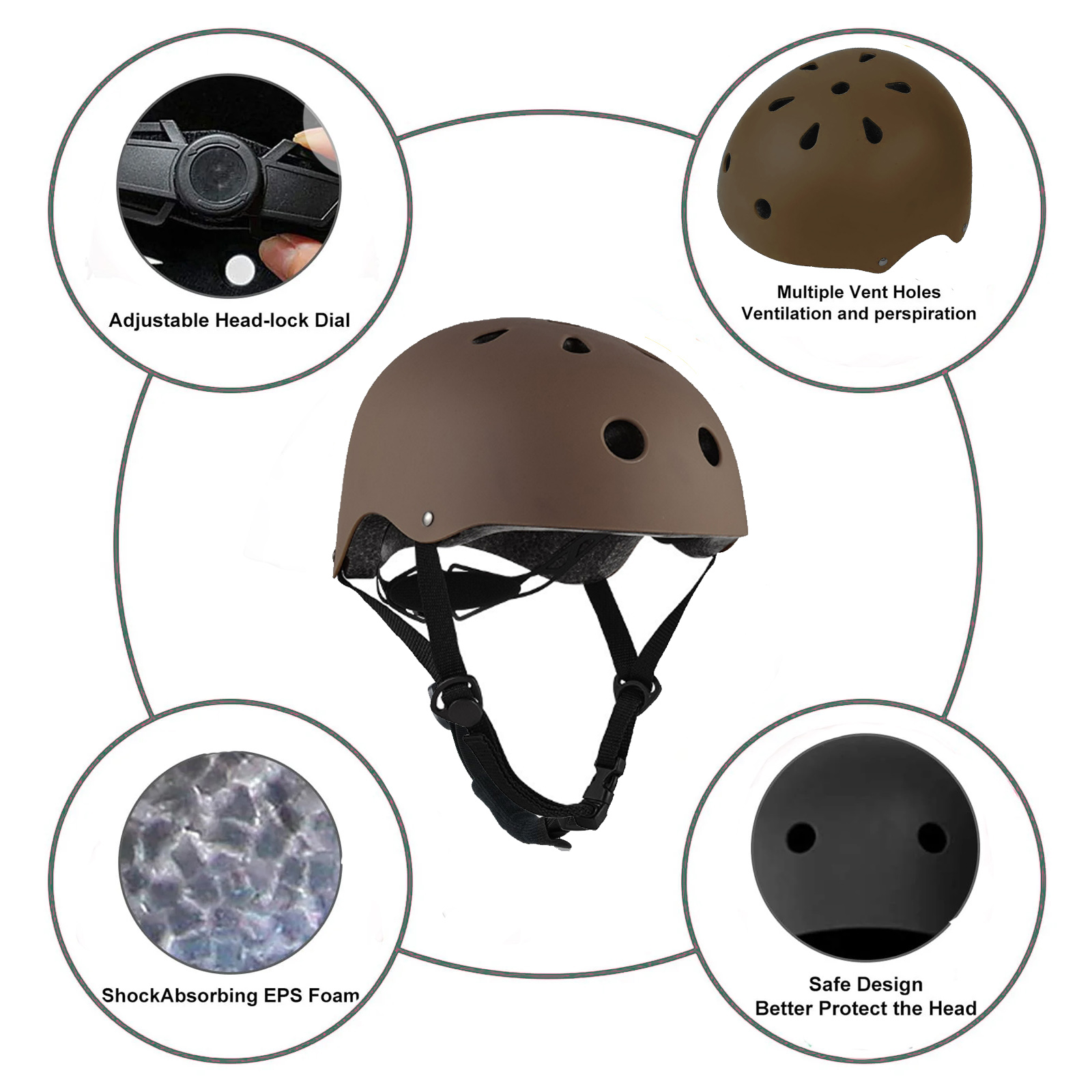  Kids Bike Helmet Toddler Helmet Ages 5+ Years Old Boys Girls Multi-Sport Helmet children Helmets Adjustable Cycling Multi-Sport Child's Helmet for Football Roller Skating Scooter Coffee