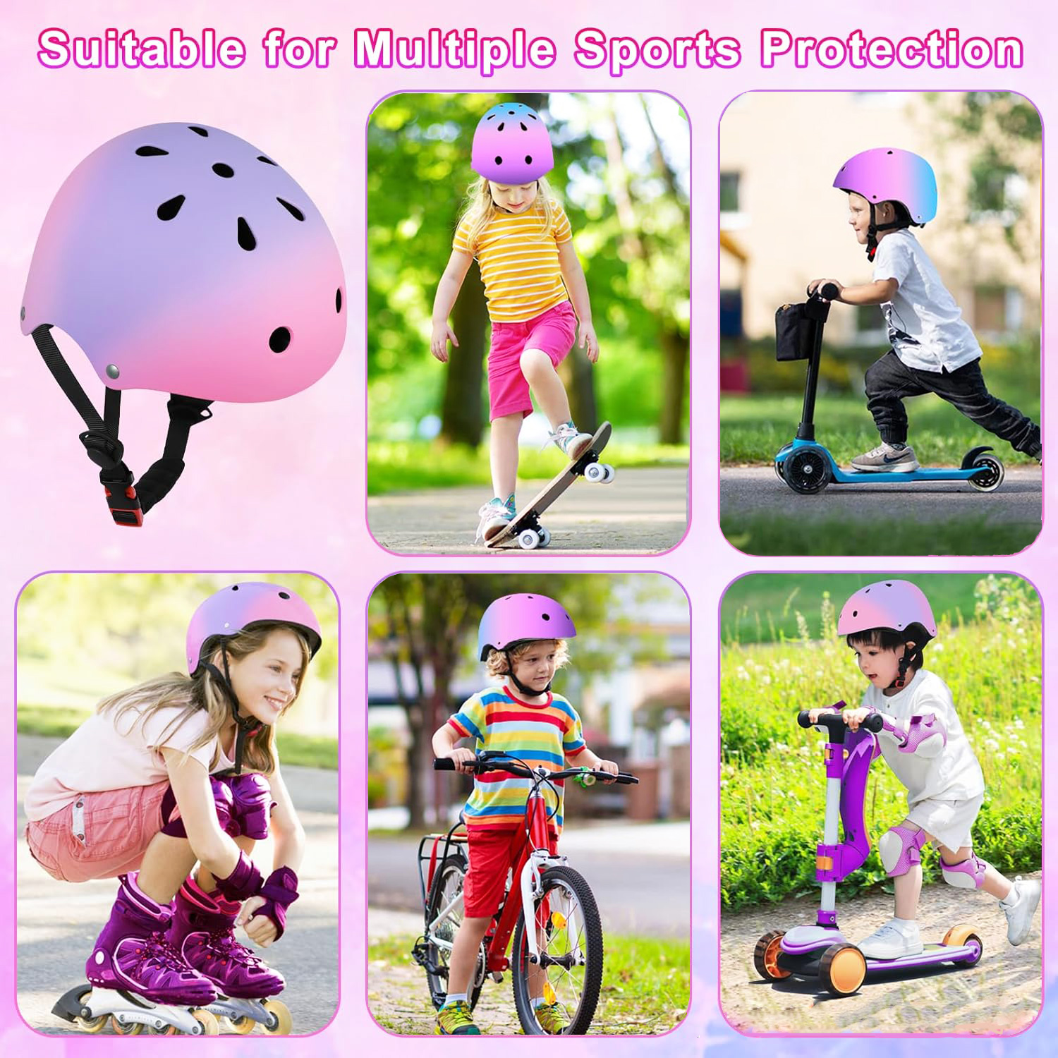 Yuphony Bike Helmet Toddler Helmet Ages 2-8 Years Old Boys Girls Multi-Sport Helmet Adjustable Cycling Multi-Sport for Football Roller Skating Scooter