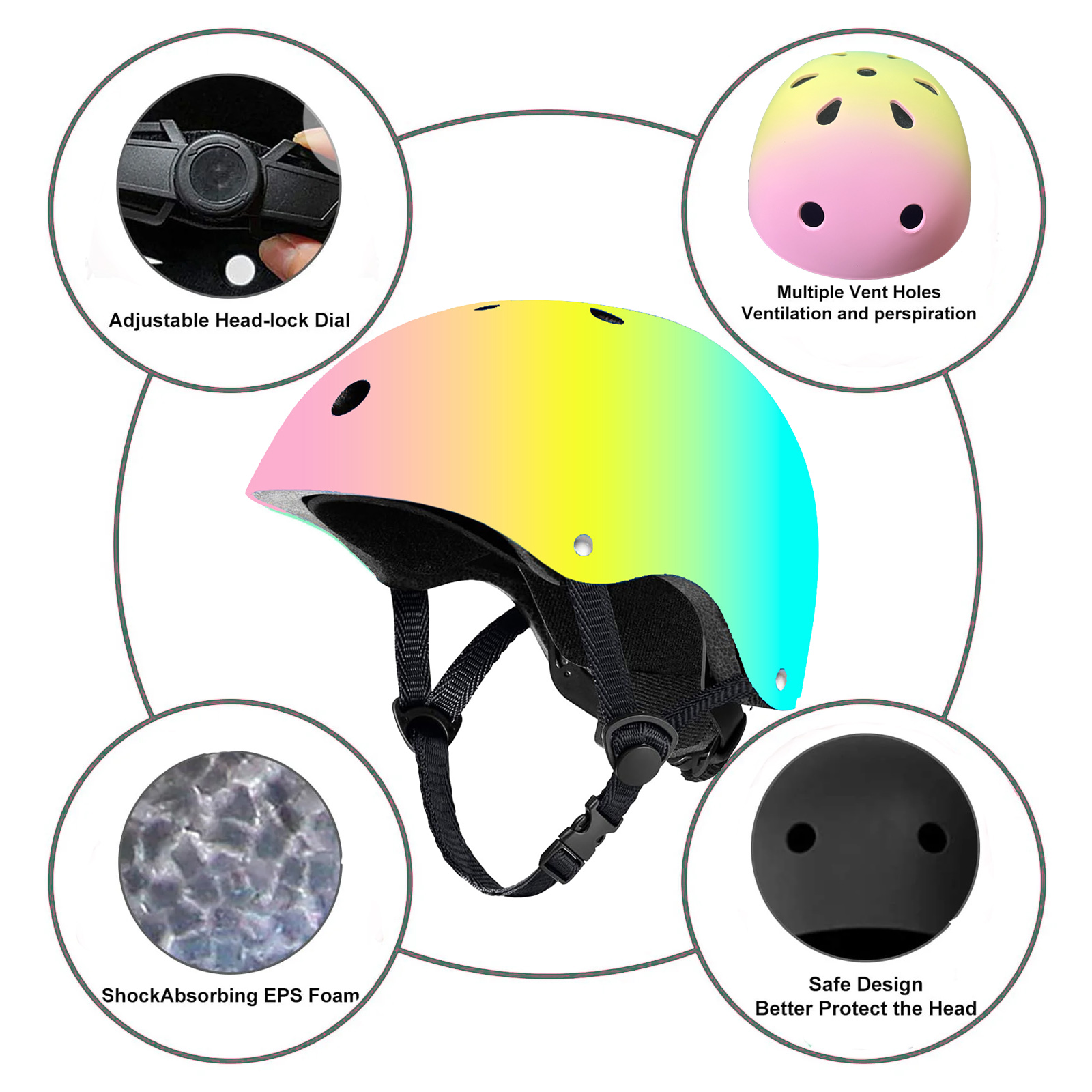 Yuphony Bike Helmet Toddler Helmet Ages 2-8 Years Old Boys Girls Multi-Sport Helmet Adjustable Cycling Multi-Sport for Football Roller Skating Scooter Pink