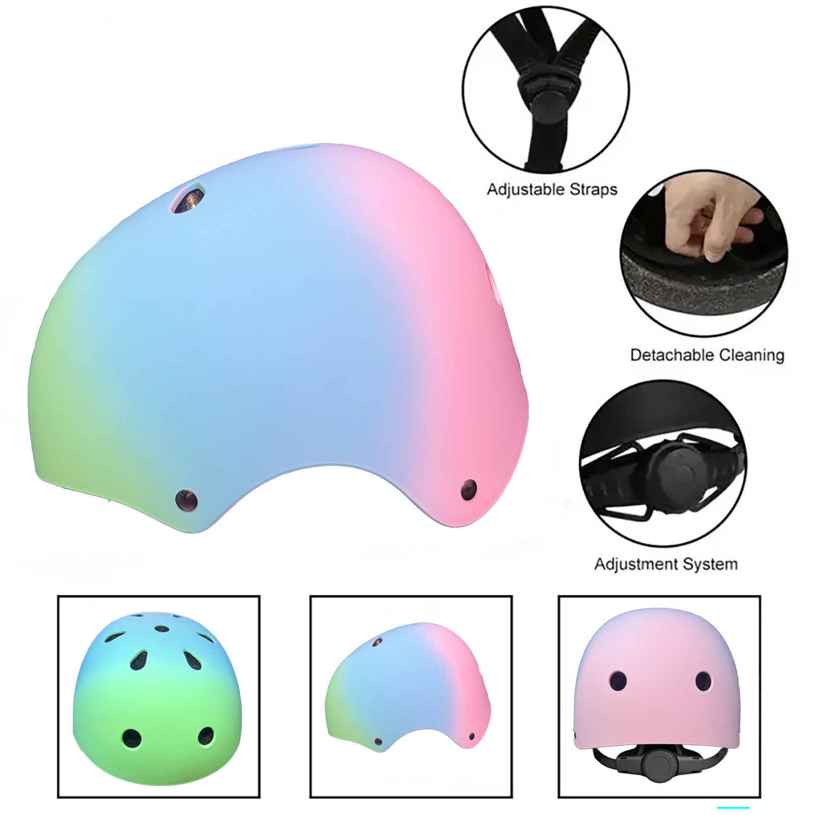 Yuphony Kids Gradient Color Bike Helmet Toddler Helmet Ages 2-8 Years Old Boys Girls Multi-Sport Helmet Adjustable Cycling Multi-Sport for Football Roller Skating Scooter