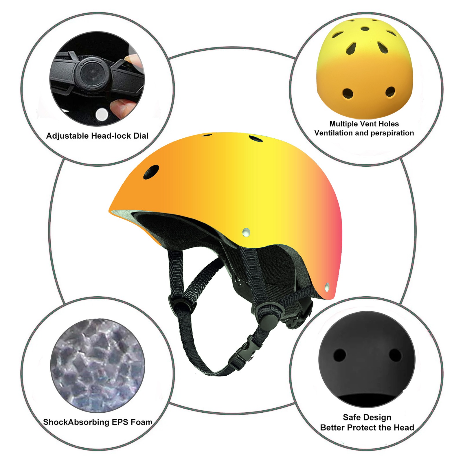 Yuphony Bike Helmet Toddler Helmet Ages 2-8 Years Old Boys Girls Multi-Sport Helmet Adjustable Cycling Multi-Sport for Football Roller Skating Scooter Orange