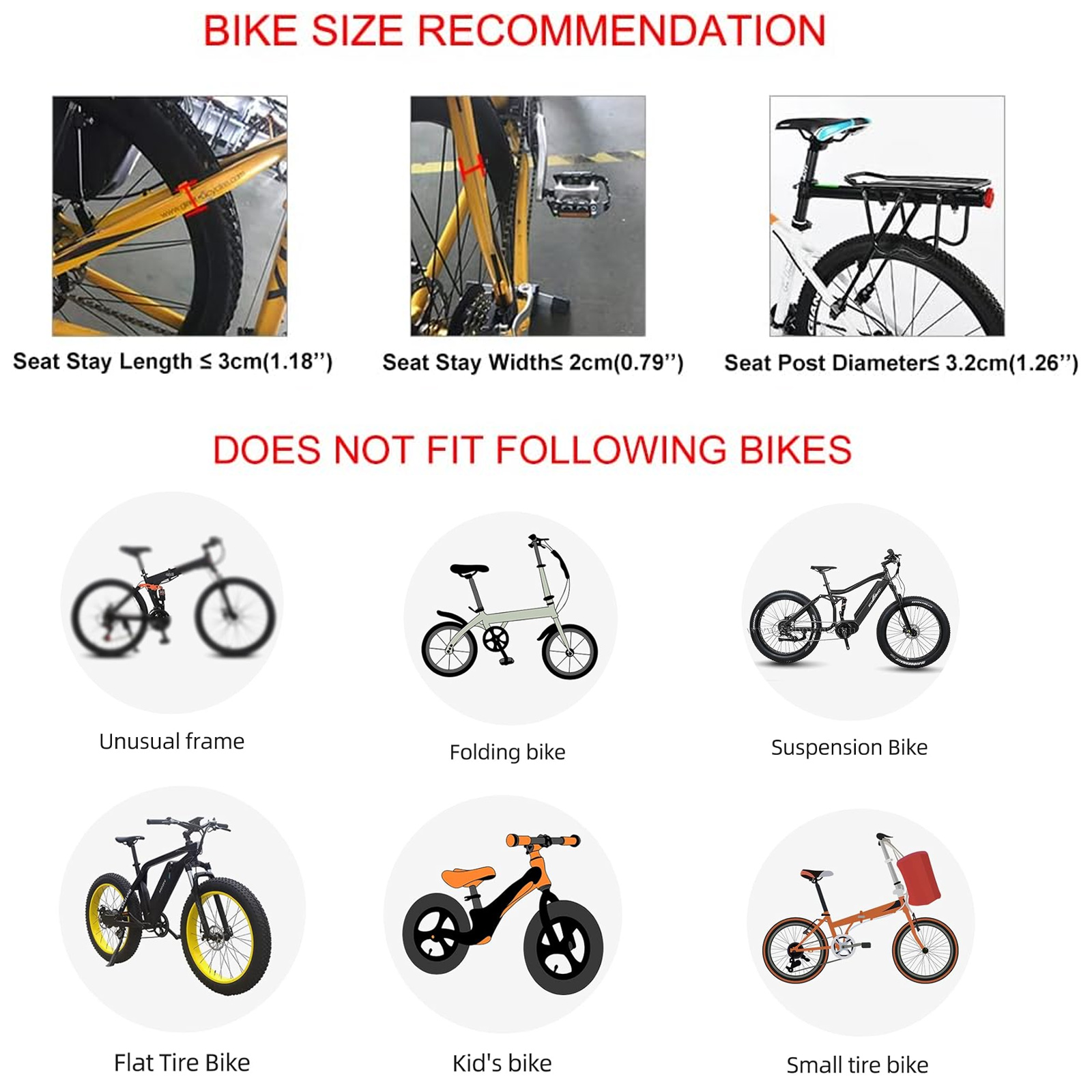 Yuphony Rear Bike Rack Full Quick Release Bicycle Cargo Rack Adjustable Bicycle Carrier Luggage Rack Back of Bike Aluminum Alloy 125 lbs Capacity Bike Accessories Black