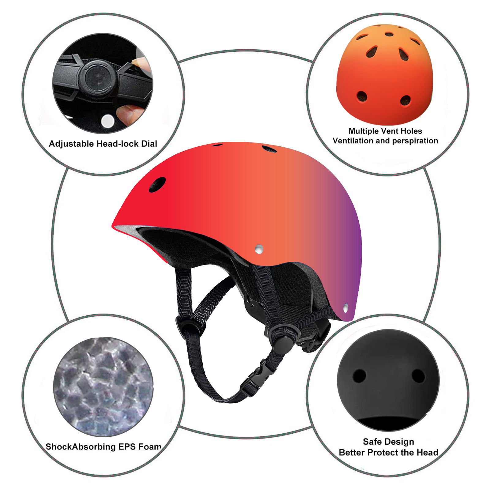 Yuphony Bike Helmet Toddler Helmet Ages 2-8 Years Old Boys Girls Multi-Sport Helmet Adjustable Cycling Multi-Sport for Football Roller Skating Scooter Red