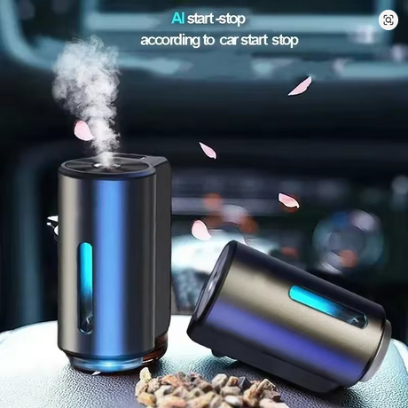 Išmanusis automobilių aromaterapinis gaiviklis (difuzorius) su pakraunama baterija + DOVANA: 3 x 10 ml kvapų buteliukai