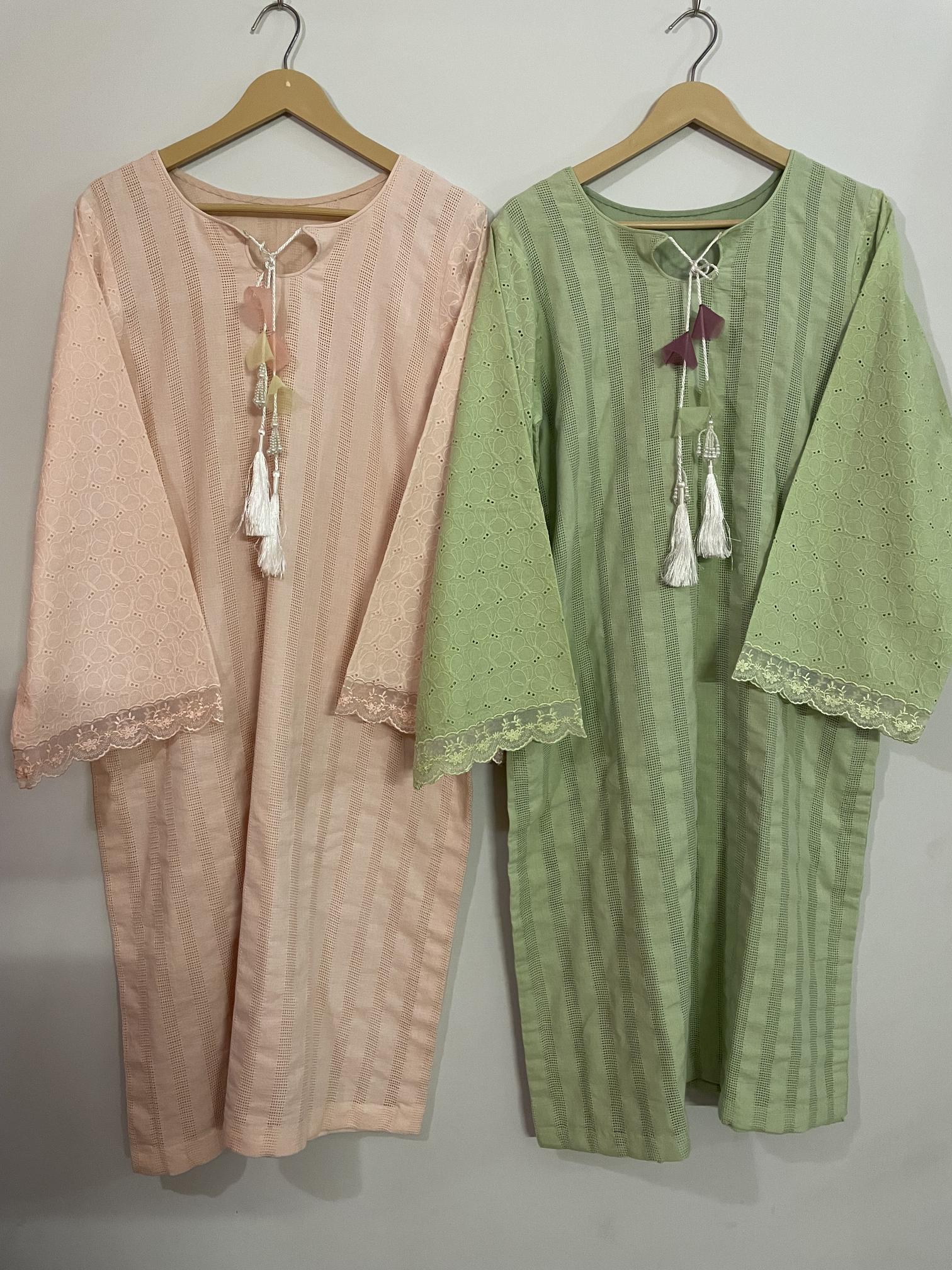 M110- Light Green/Pink Long Kurta