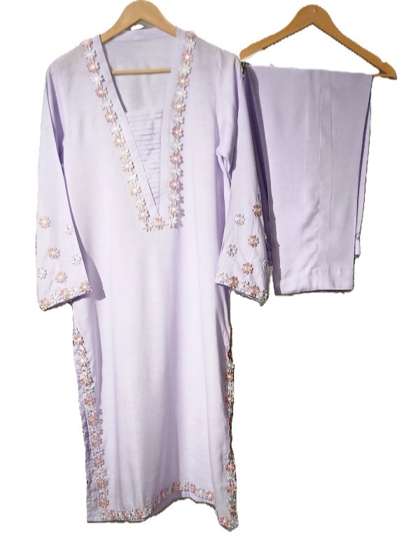 M114-Lilac Embroidered Kurta Dress-2 Pcs