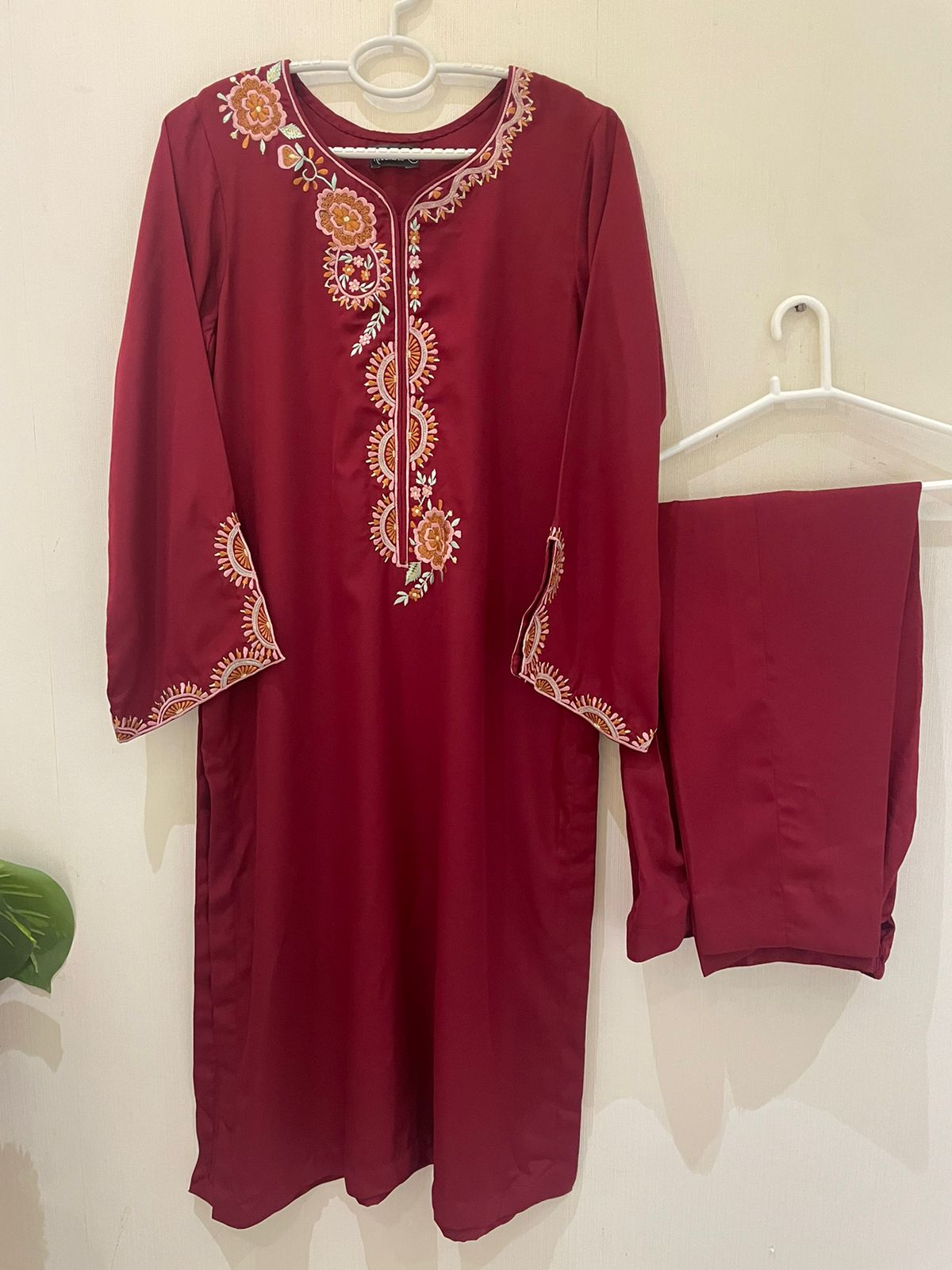 M112- Elegant Maroon Traditional Dress- 2 pcs