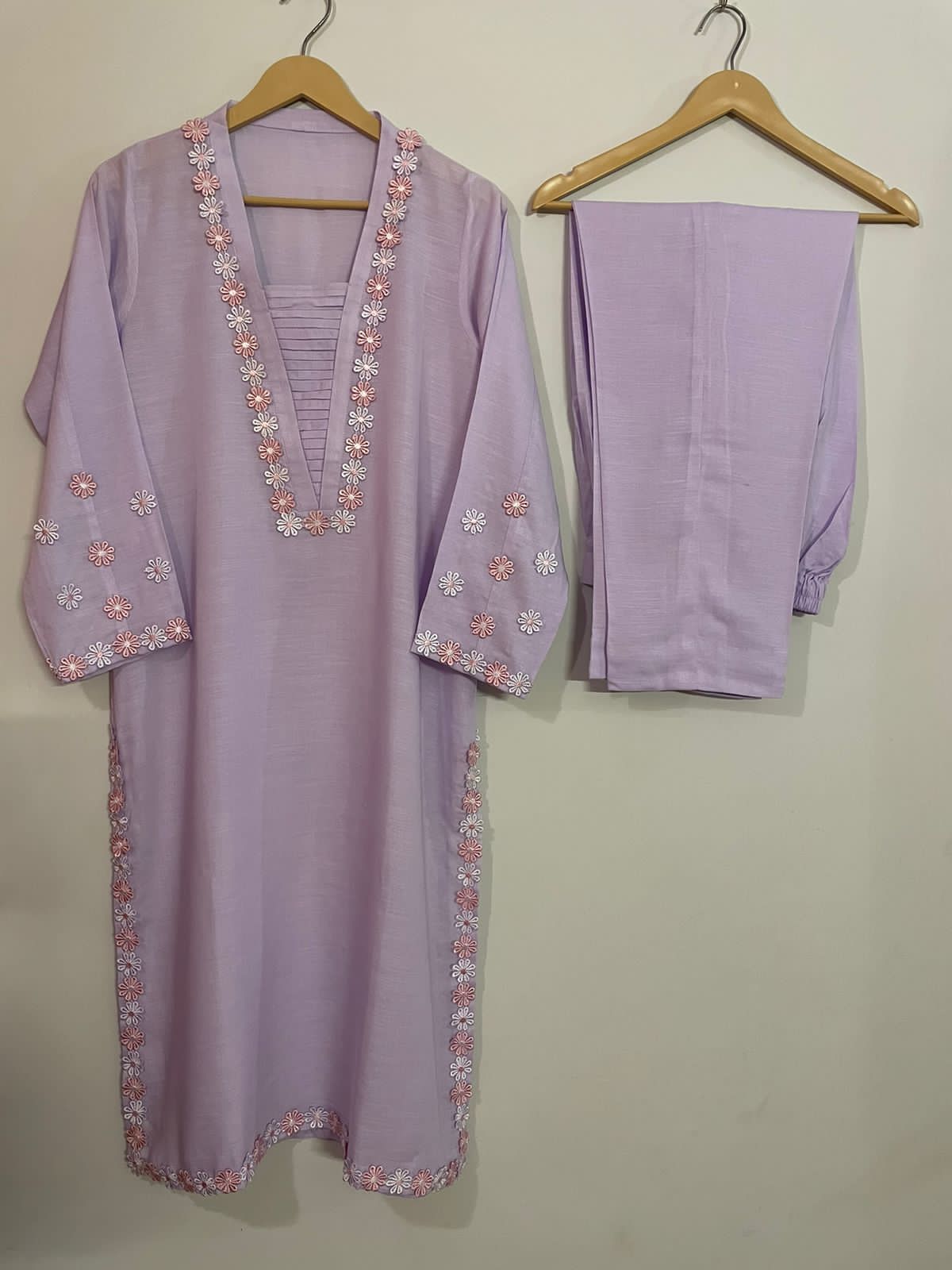 M114-Lilac Embroidered Kurta Dress-2 Pcs