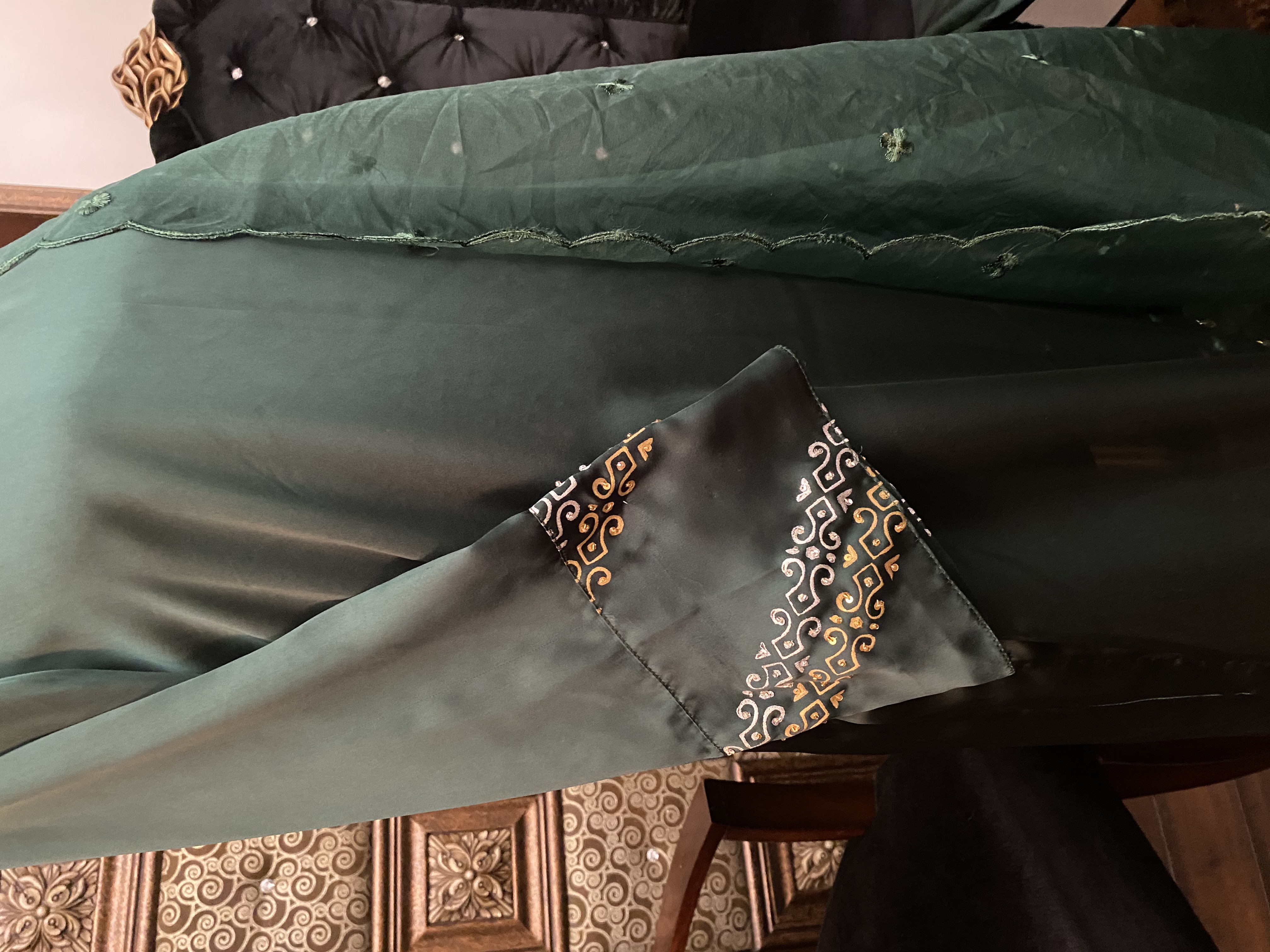 M134- Elegant Bottle Green Formal 3 Pcs Dress