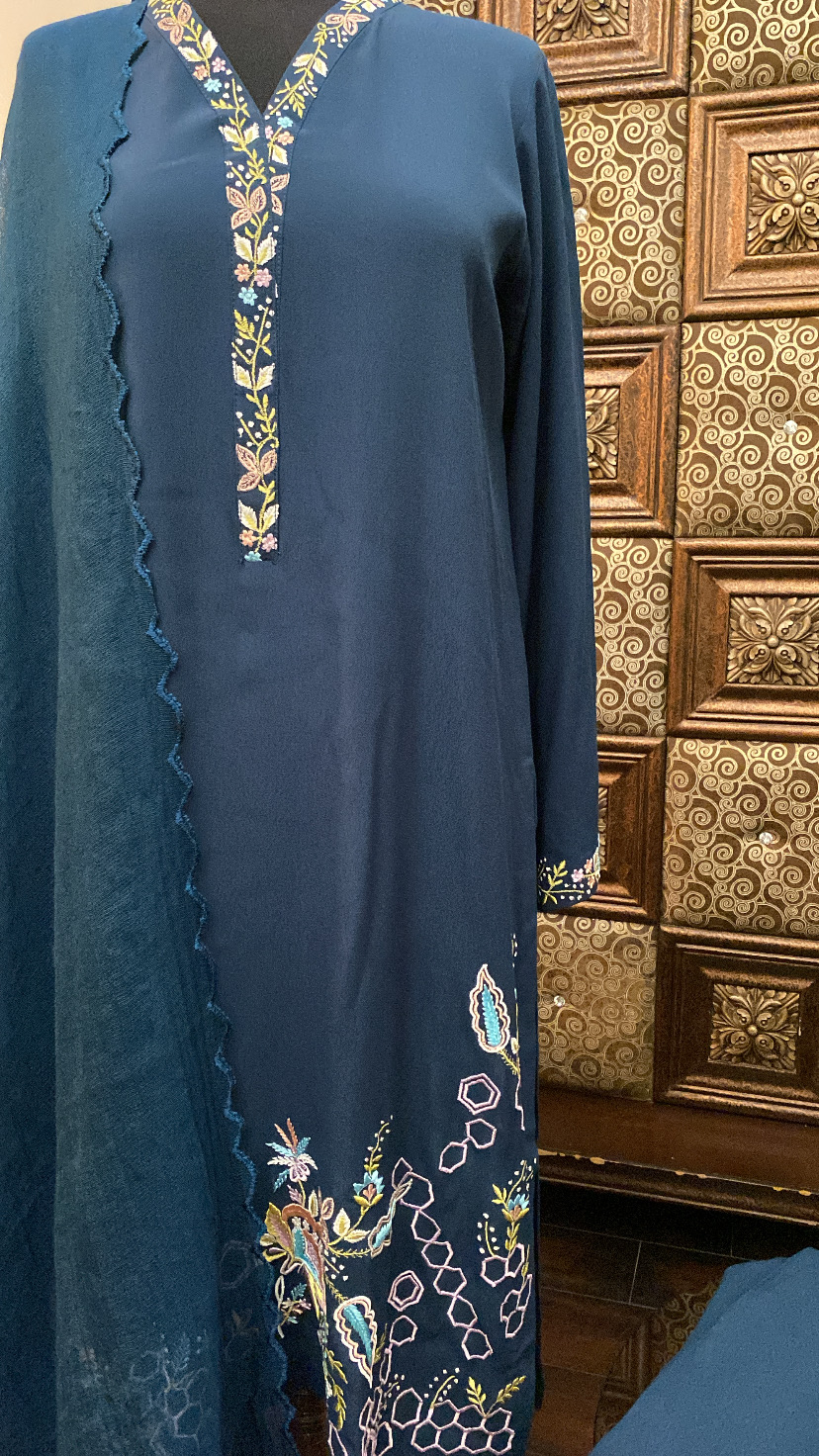 M115- Elegant Embroidered Kurta Paired with Shalwar 3 pcs
