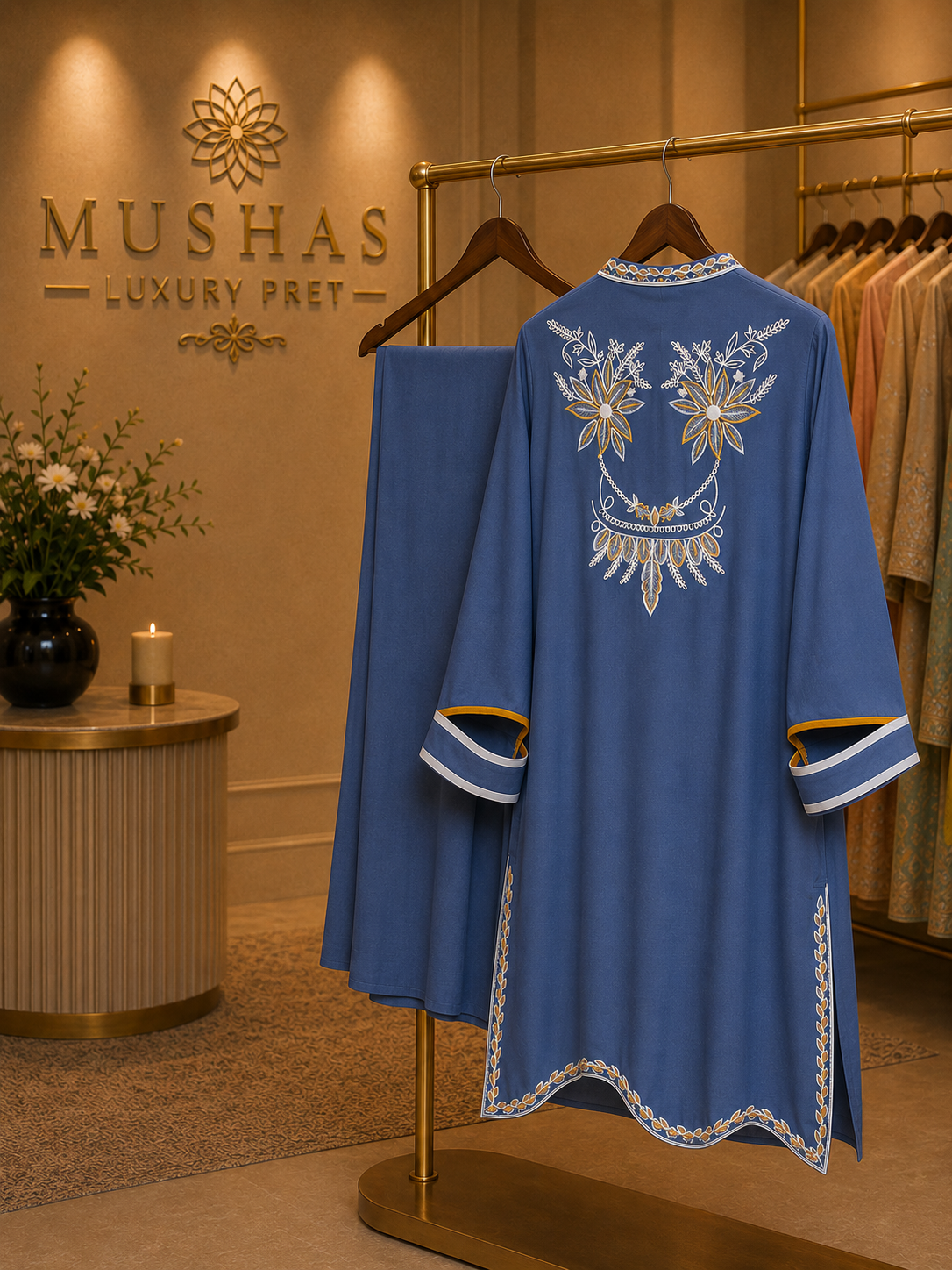 Blue Embroidered Co-ord Set