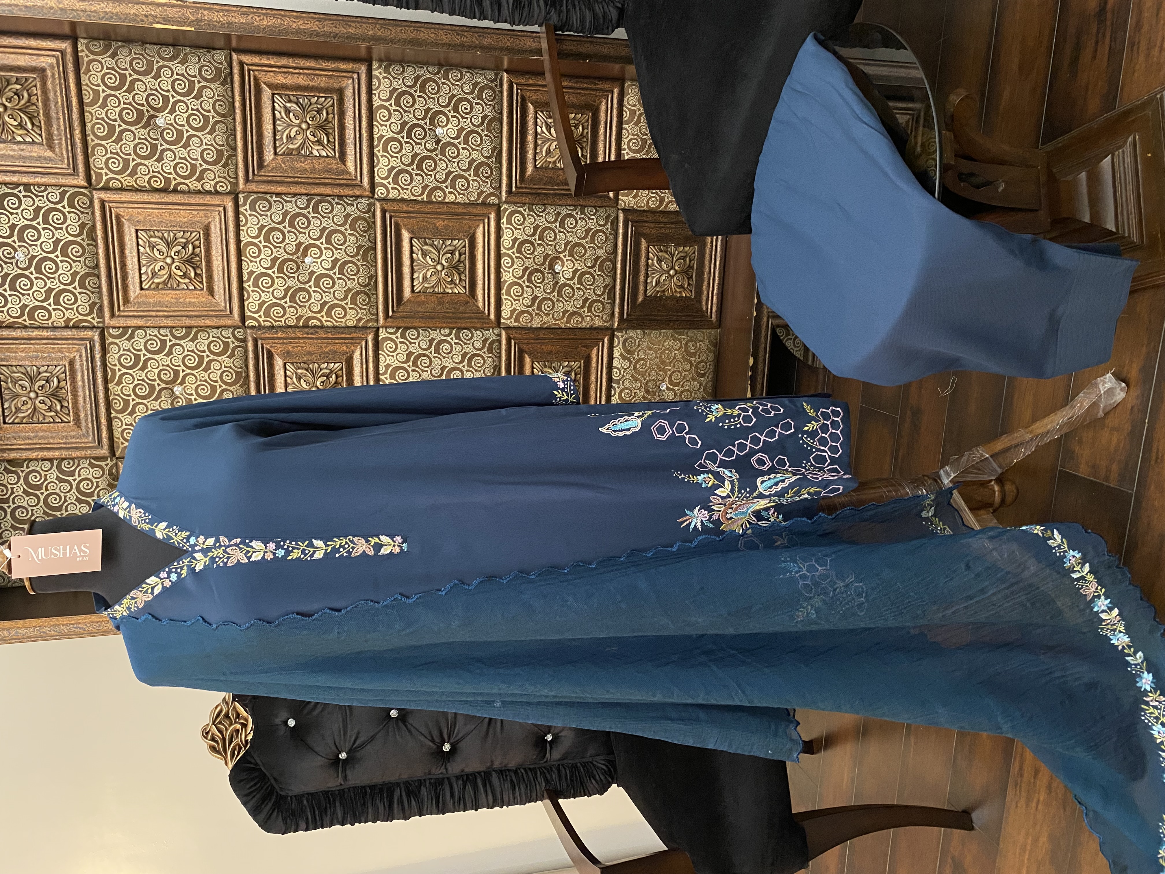 M115- Elegant Embroidered Kurta Paired with Shalwar 3 pcs