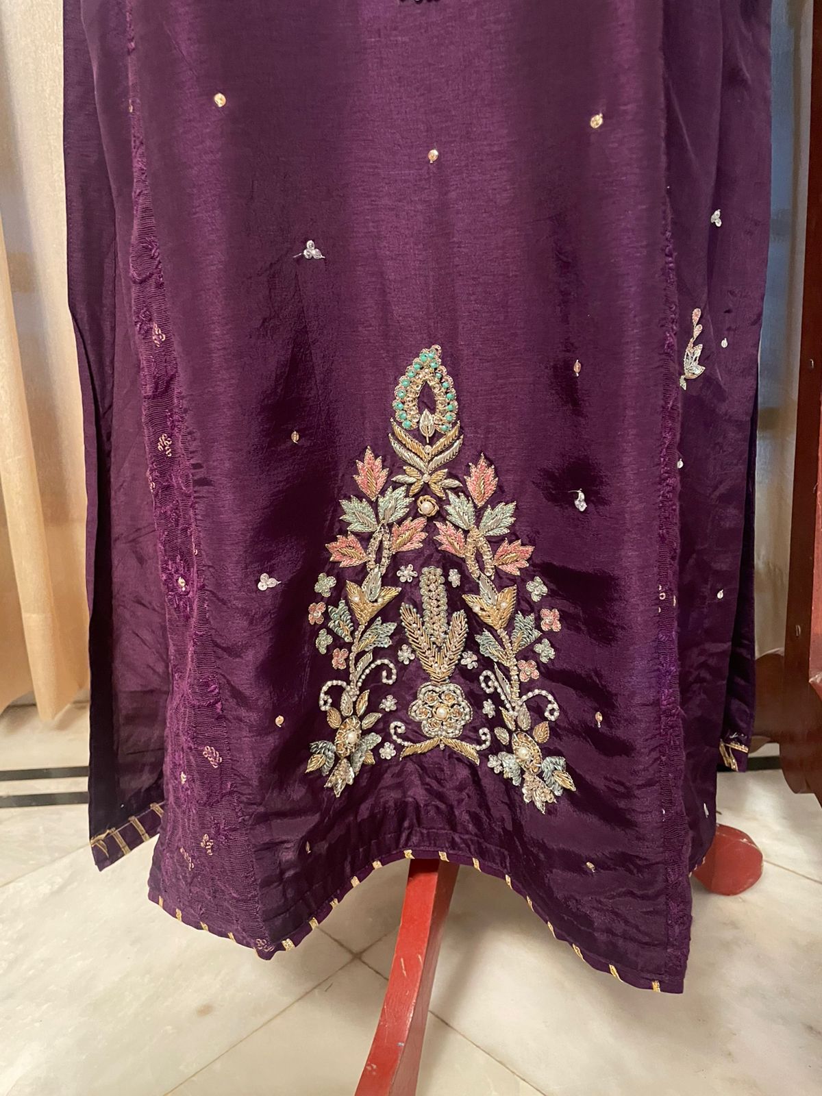 M135- Majestic Plum Embroidered Formal Ensemble