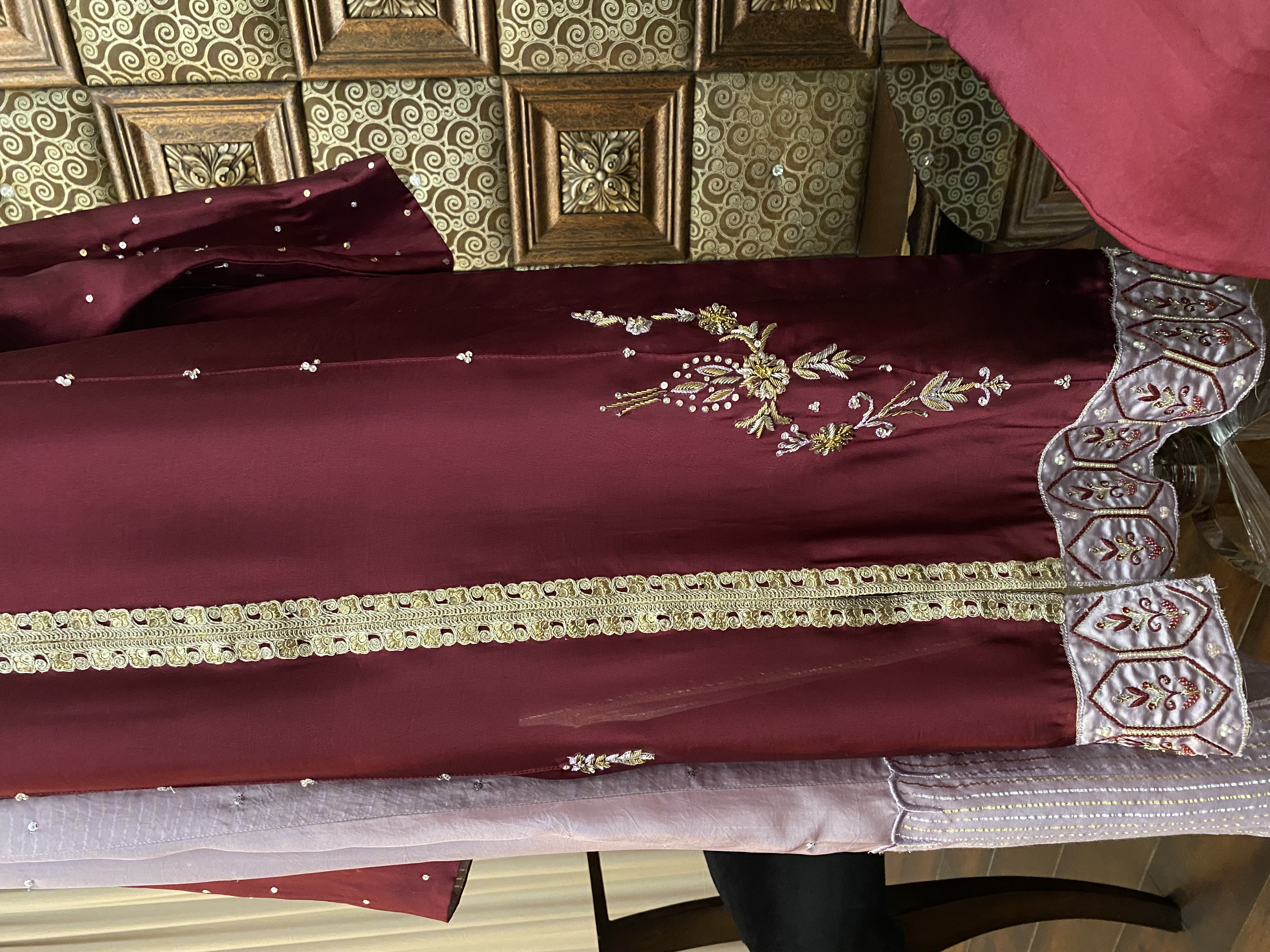 M127- Front Open Formal 3 Pcs Dress