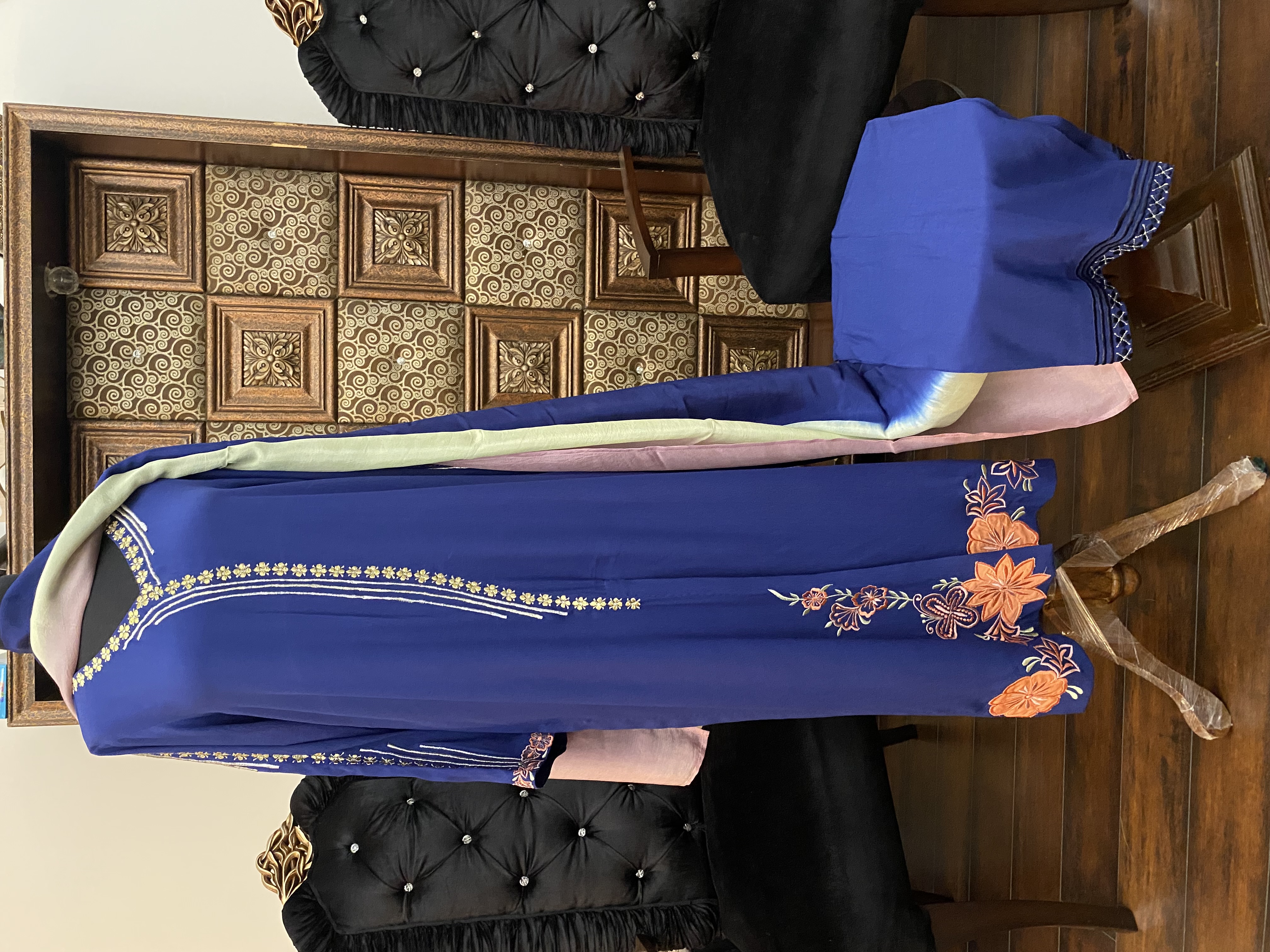 M132- Floral Applique 3 Pcs Dress