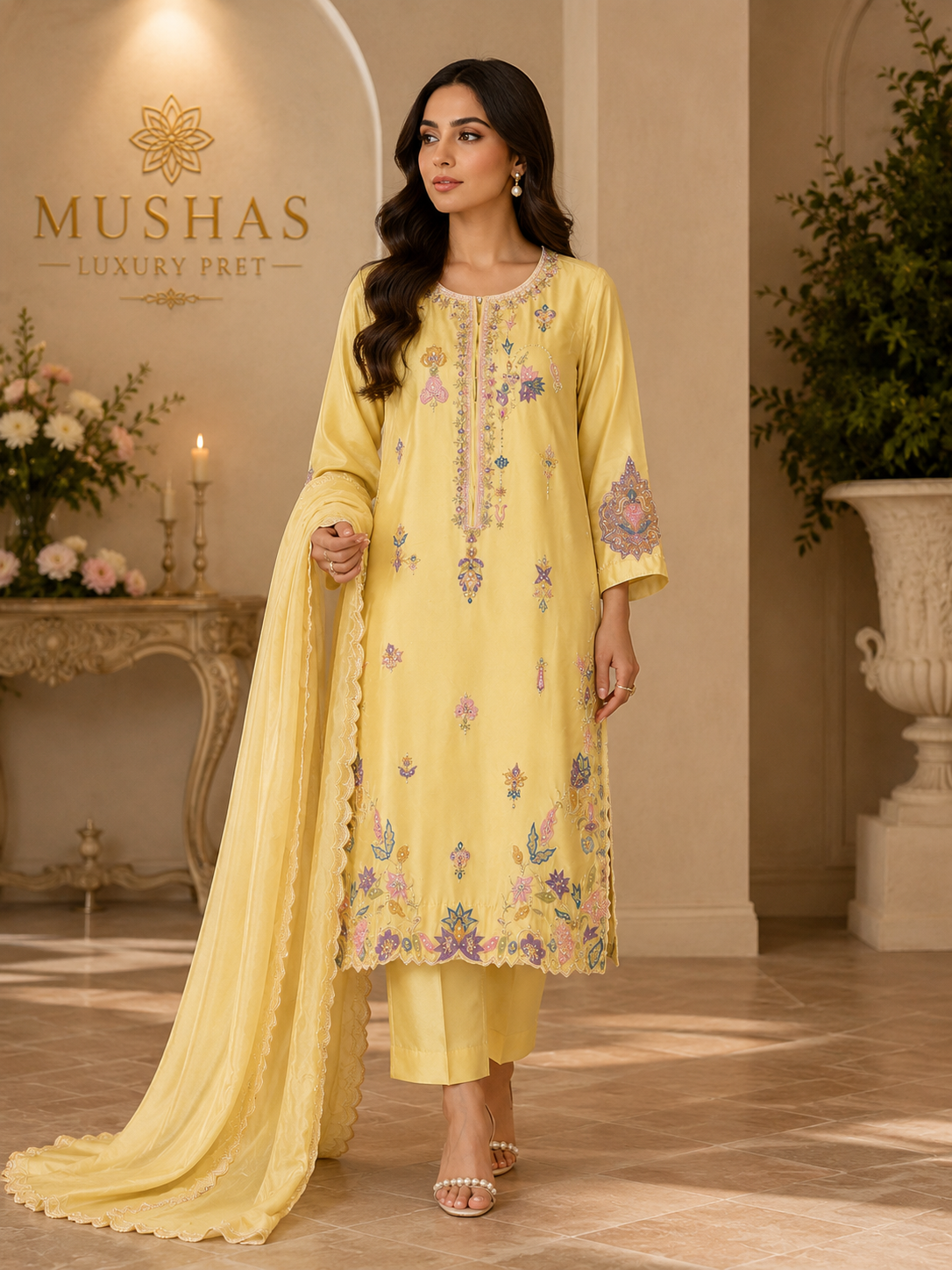 Luxury Pret Sheesha Silk 3-Piece Dress