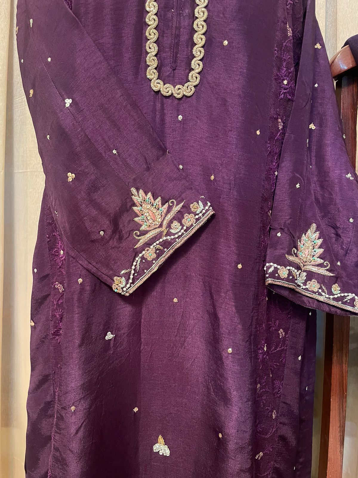 M135- Majestic Plum Embroidered Formal Ensemble