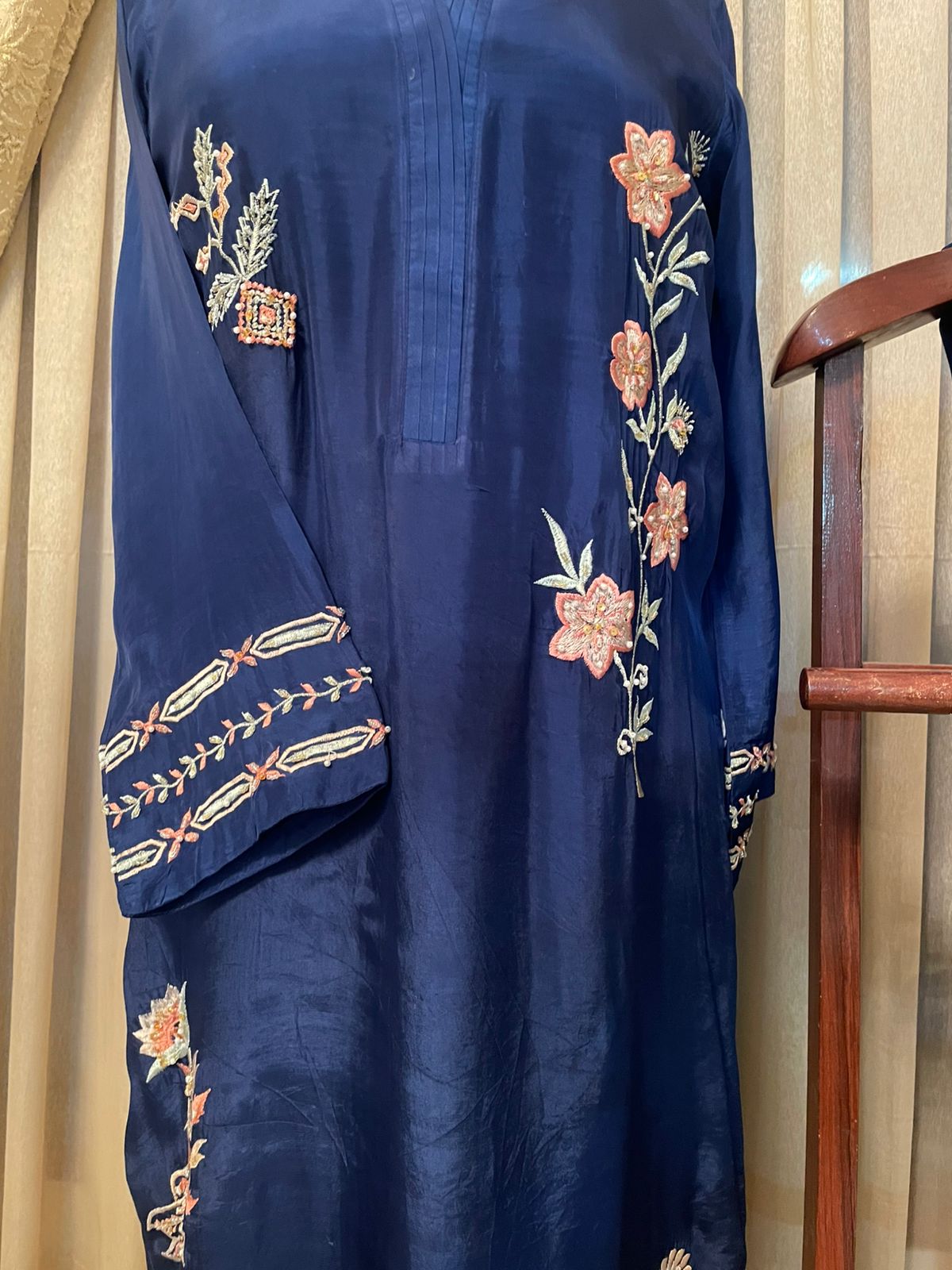 M126-Elegant Blue Embroidered Dress Set