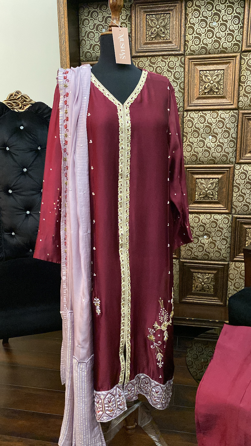 M127- Front Open Formal 3 Pcs Dress