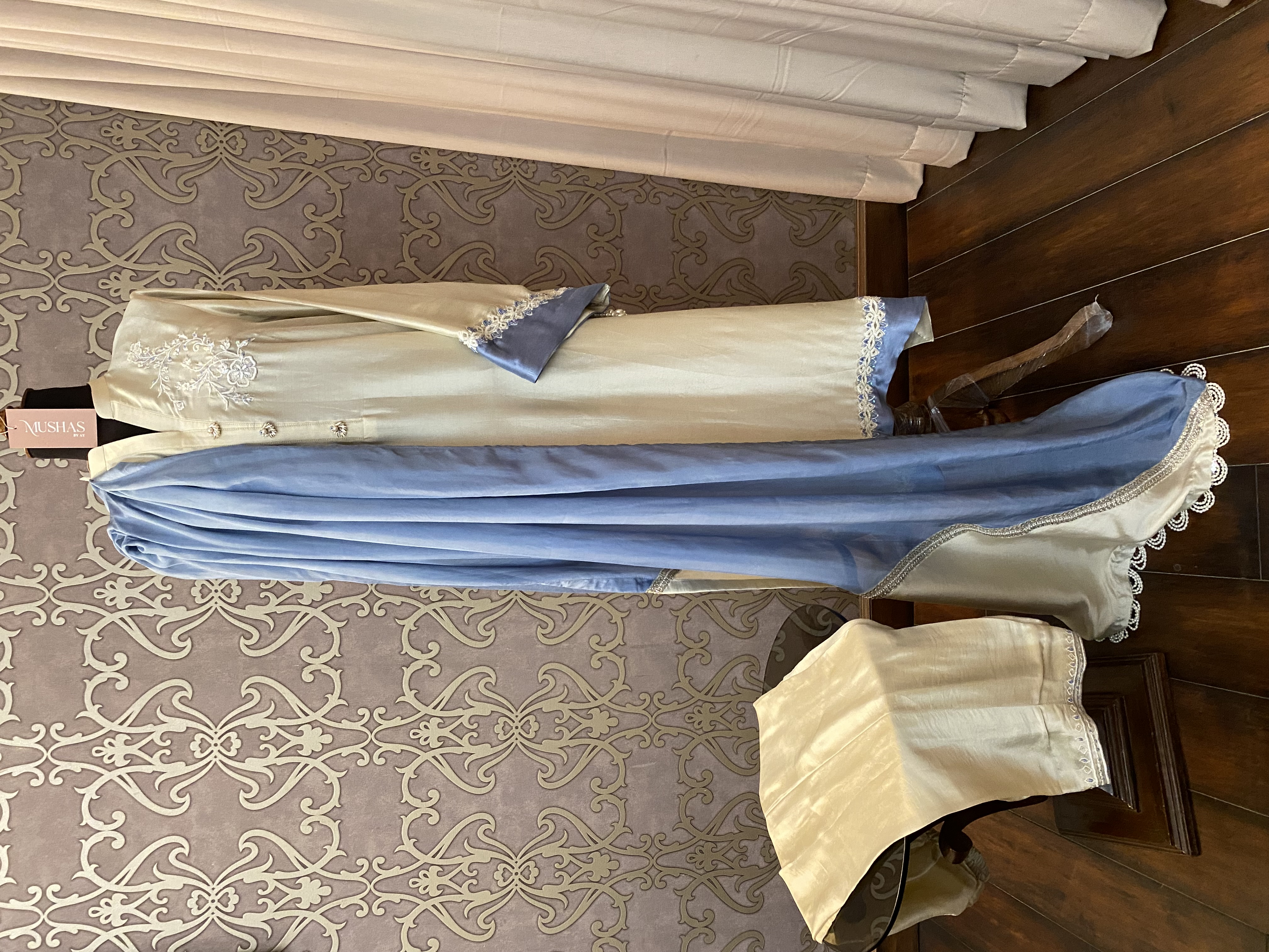 M133- Formal Applique Borders Dress 3 Pcs