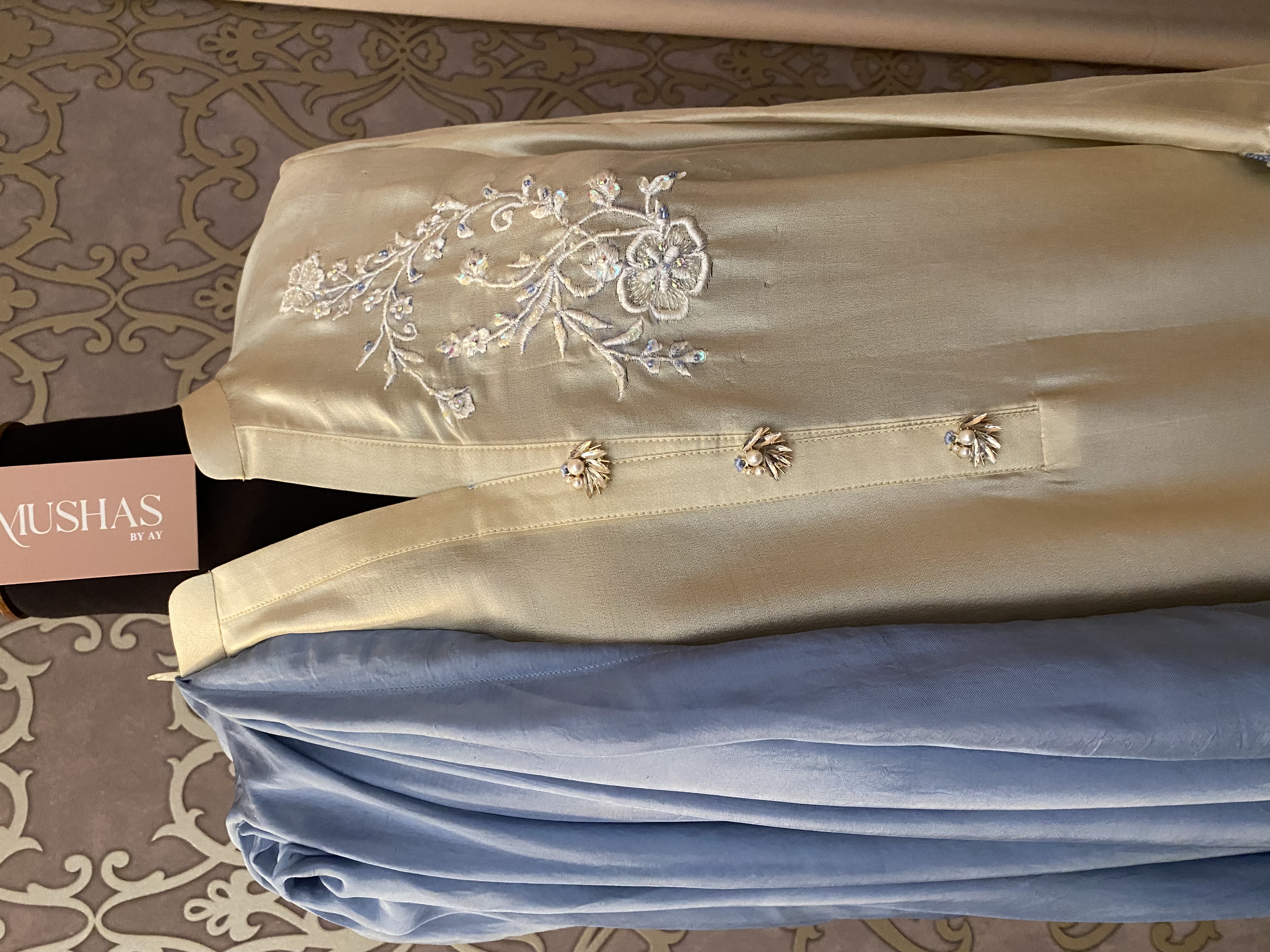 M133- Formal Applique Borders Dress 3 Pcs