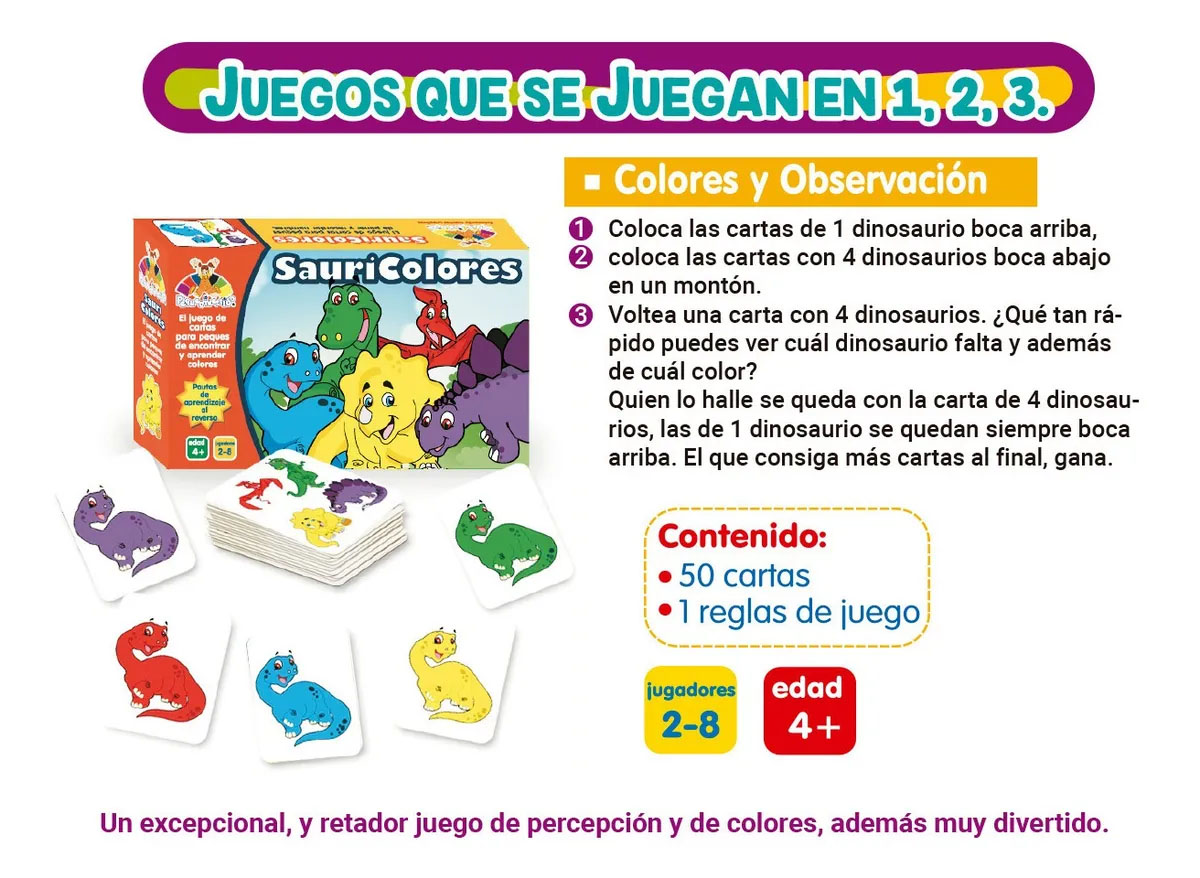 SAURICOLORES, Juego Didáctico Preescolar