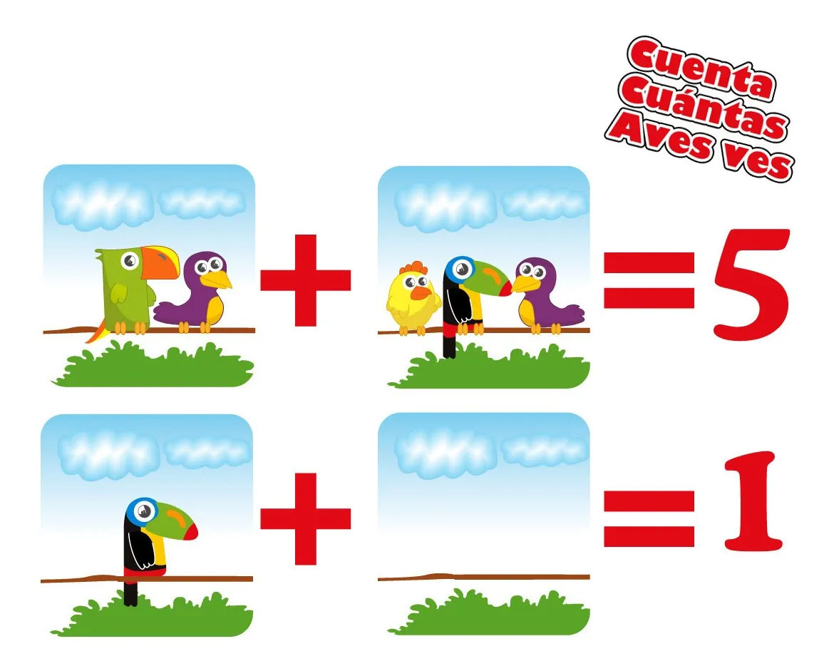 Cuenta cuántas Aves Vez, Juego Didáctico Preescolar
