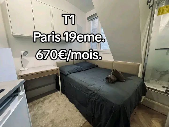 Studio T1 à Paris 19ème