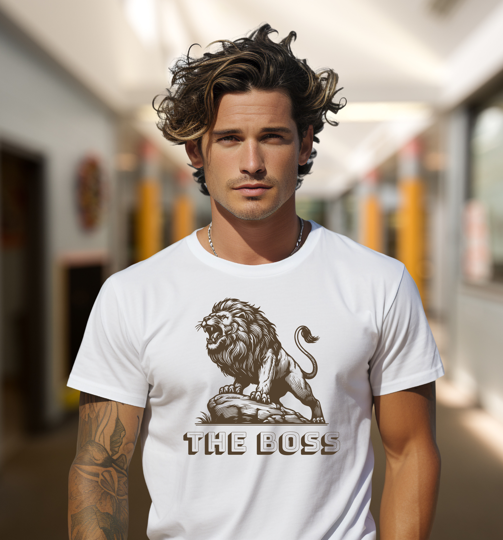 Vyriški balti marškinėliai „THE BOSS“