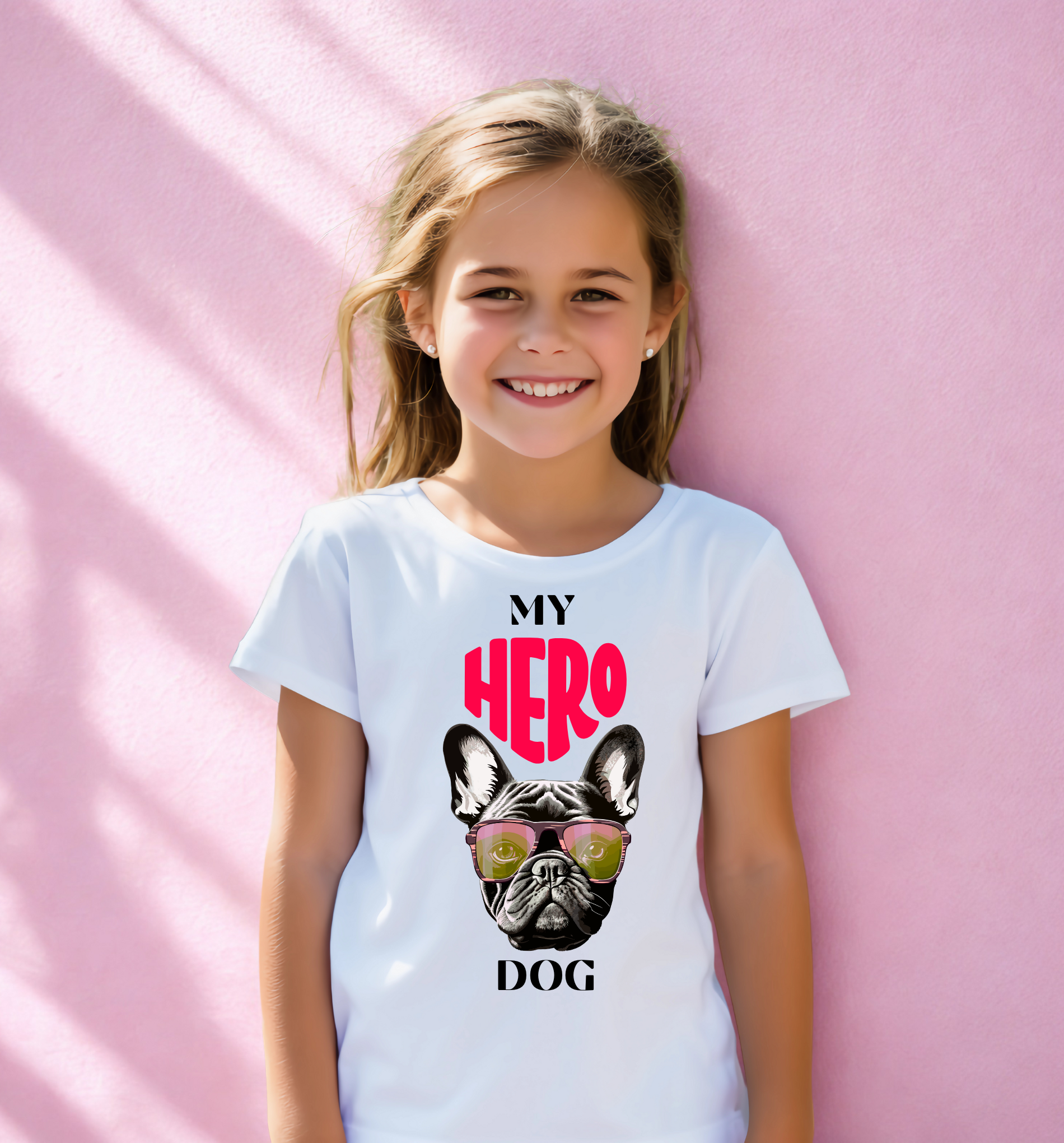 Mergaičių marškinėliai trumpomis rankovėmis "My Hero Dog"