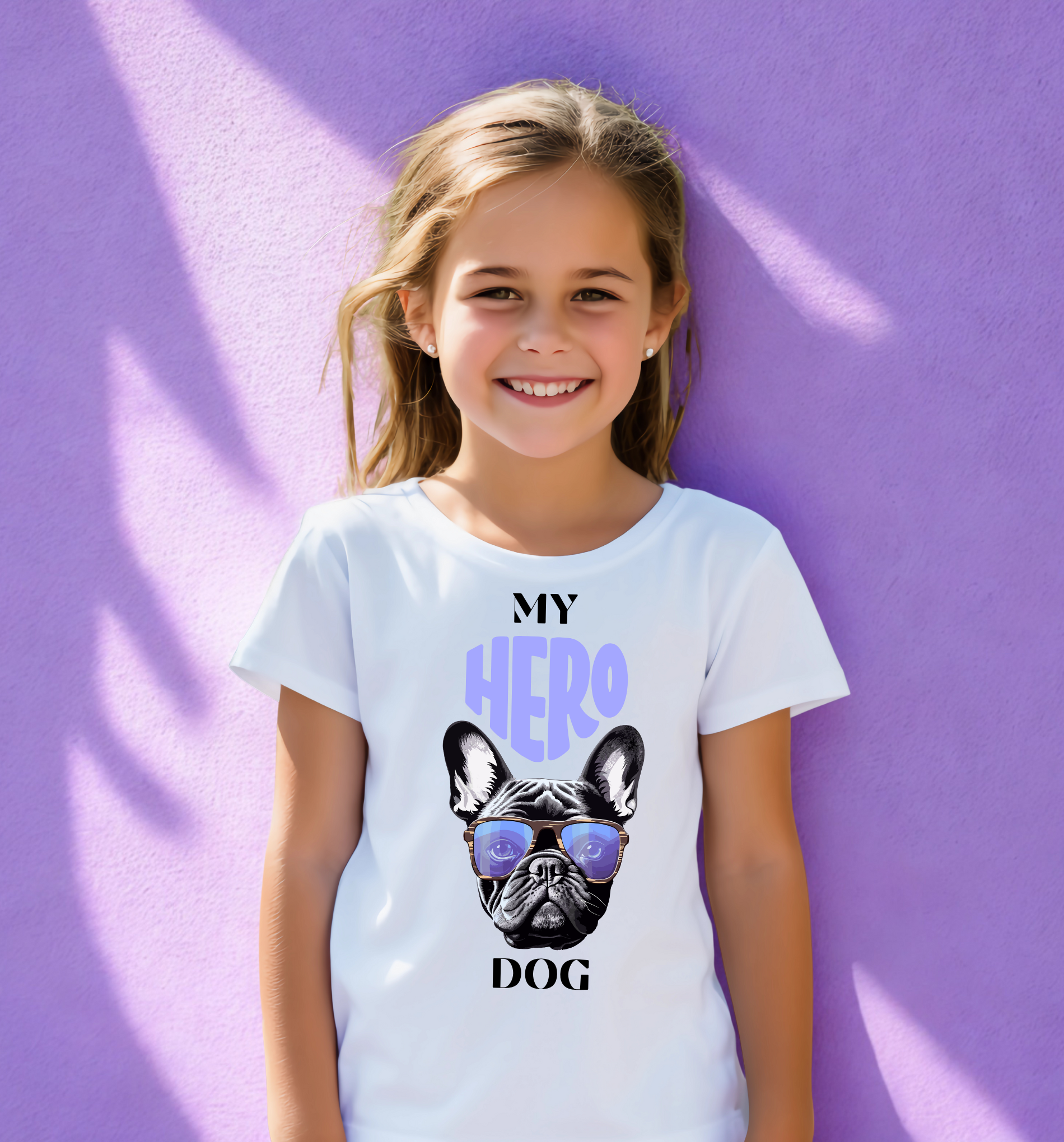 Mergaičių marškinėliai trumpomis rankovėmis "My Hero Dog"