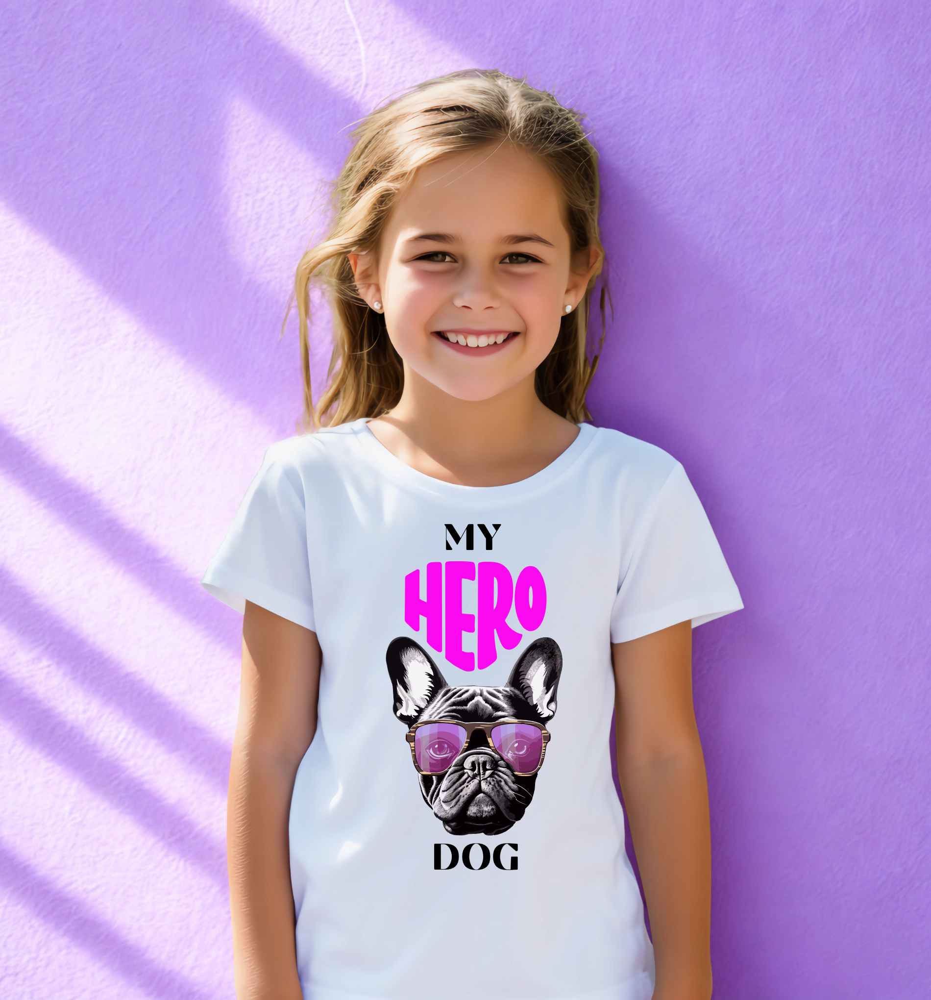 Mergaičių marškinėliai trumpomis rankovėmis "My Hero Dog"