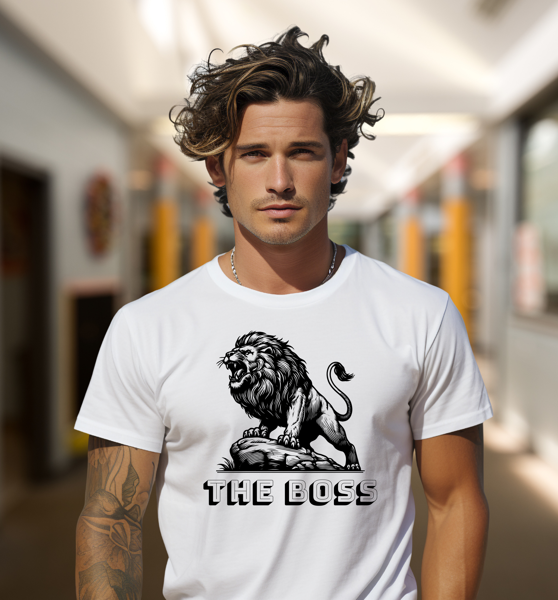 Vyriški balti marškinėliai „THE BOSS“