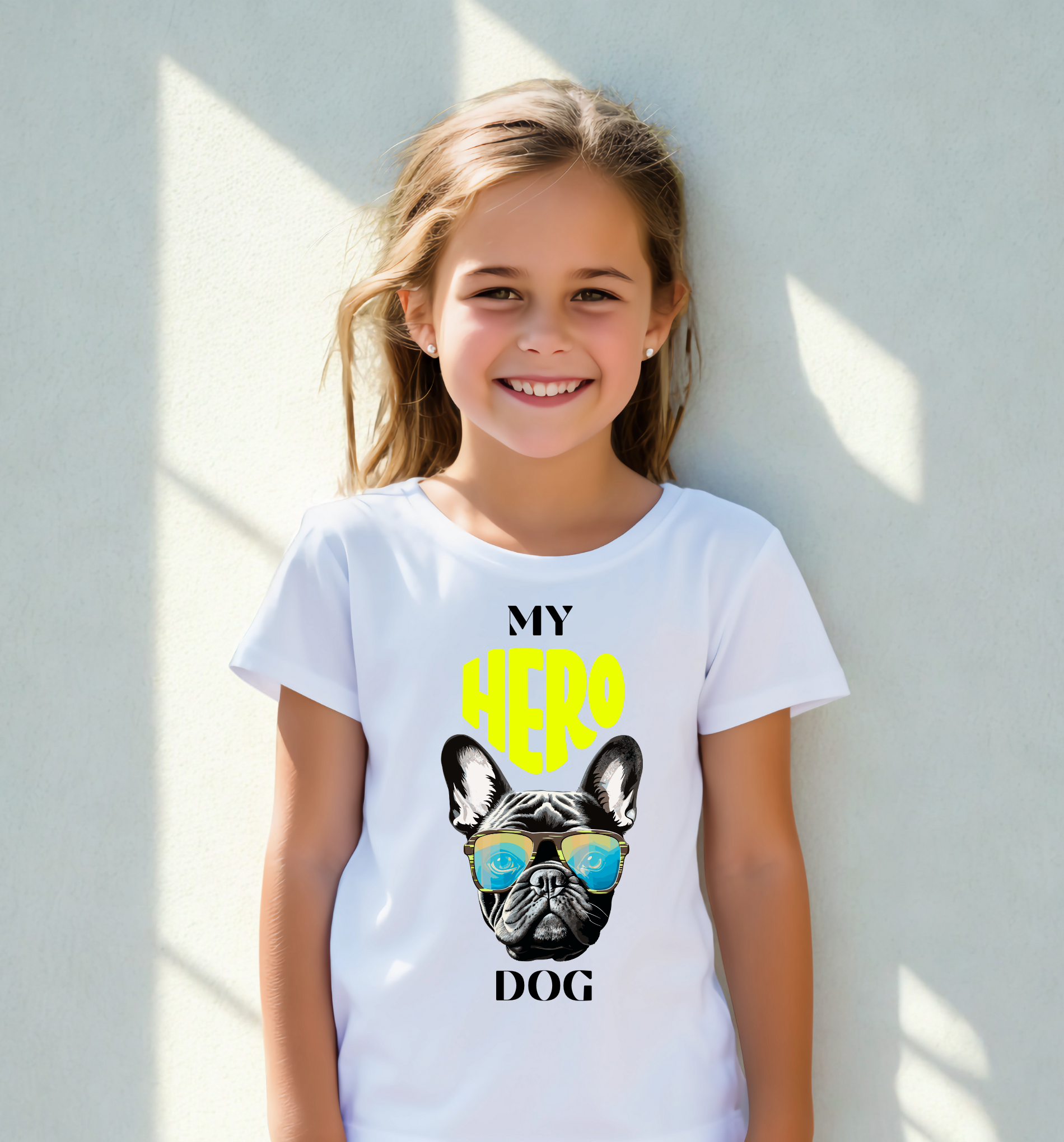 Mergaičių marškinėliai trumpomis rankovėmis "My Hero Dog"