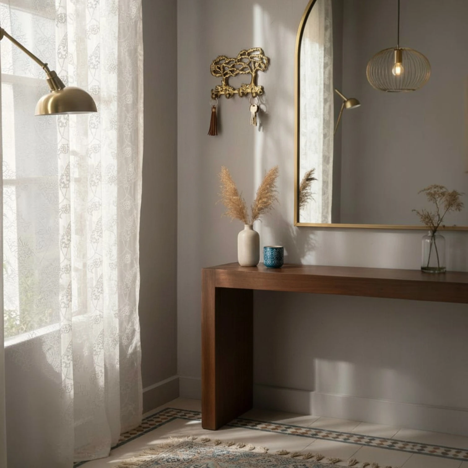 Accroche murale en cuivre – Design arbres artisanaux