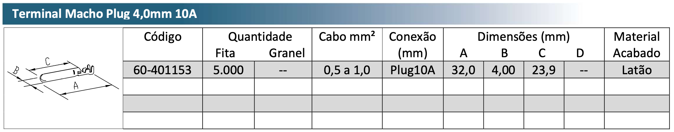 Terminal Macho Plug 4,0mm 10A