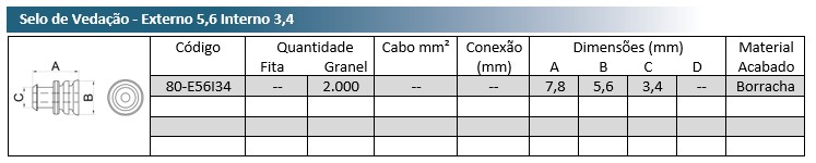 Selo de Vedação - Externo 5,6 Interno 3,4