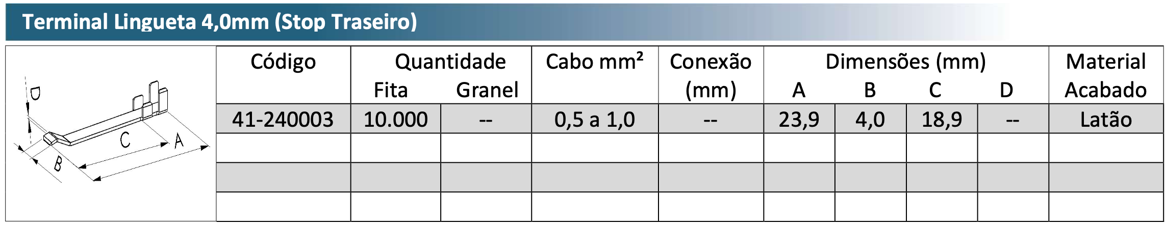 Terminal Lingueta 4,0mm (Stop Traseiro)