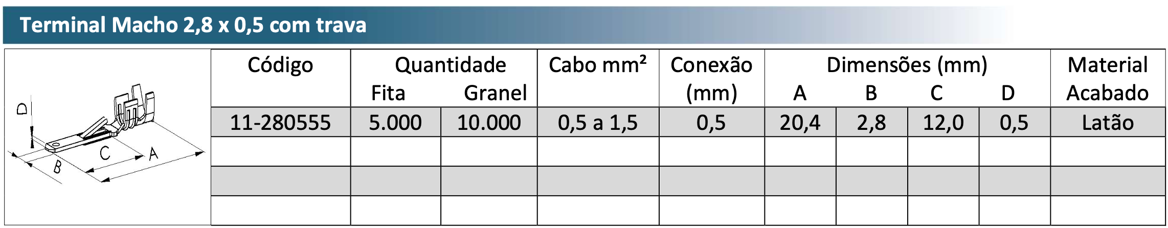 Terminal Macho 2,8 x 0,5 com trava
